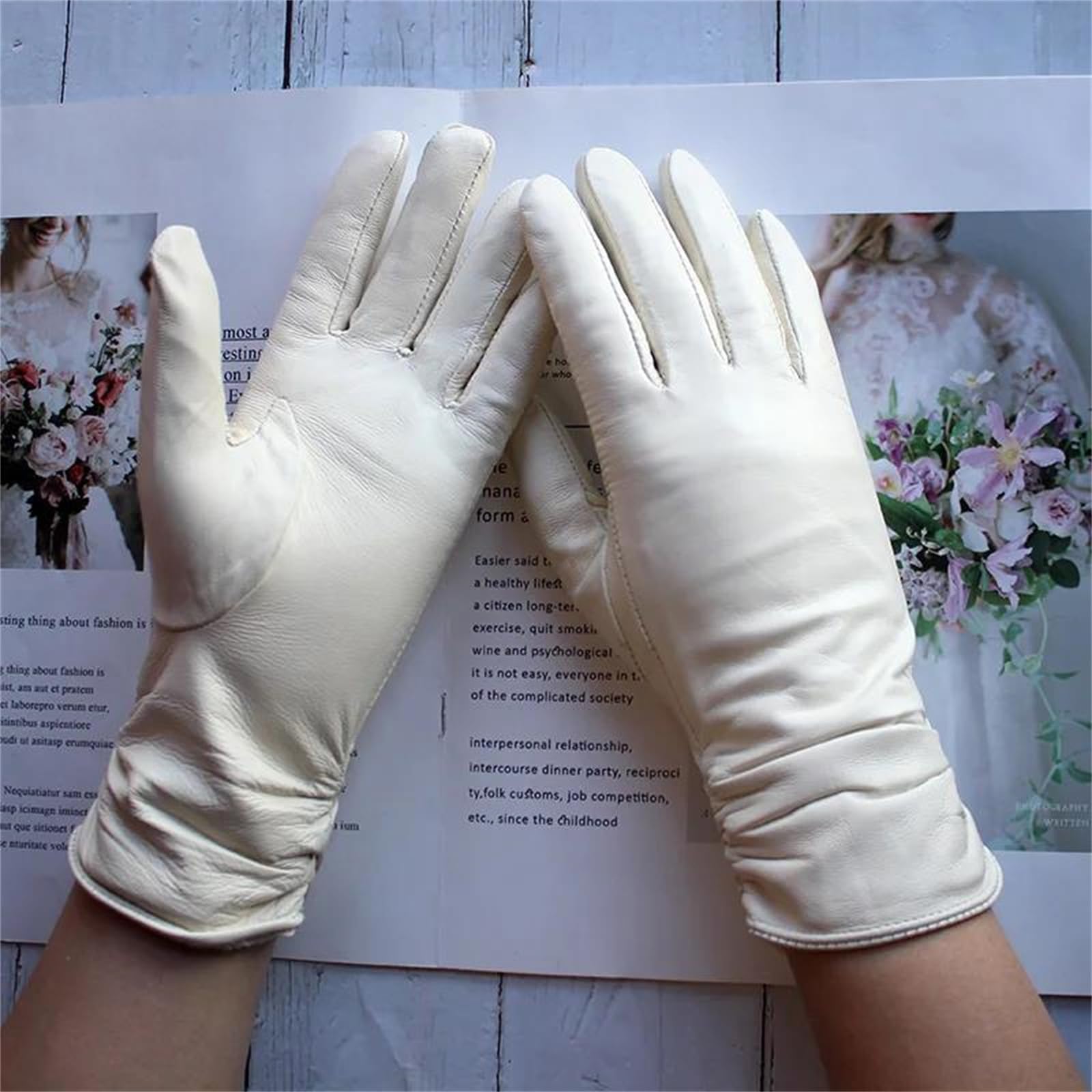 Guantes largos de piel de oveja auténtica para mujer, longitud de ópera, guantes de invierno con forro polar cálido para conducir o motocicleta