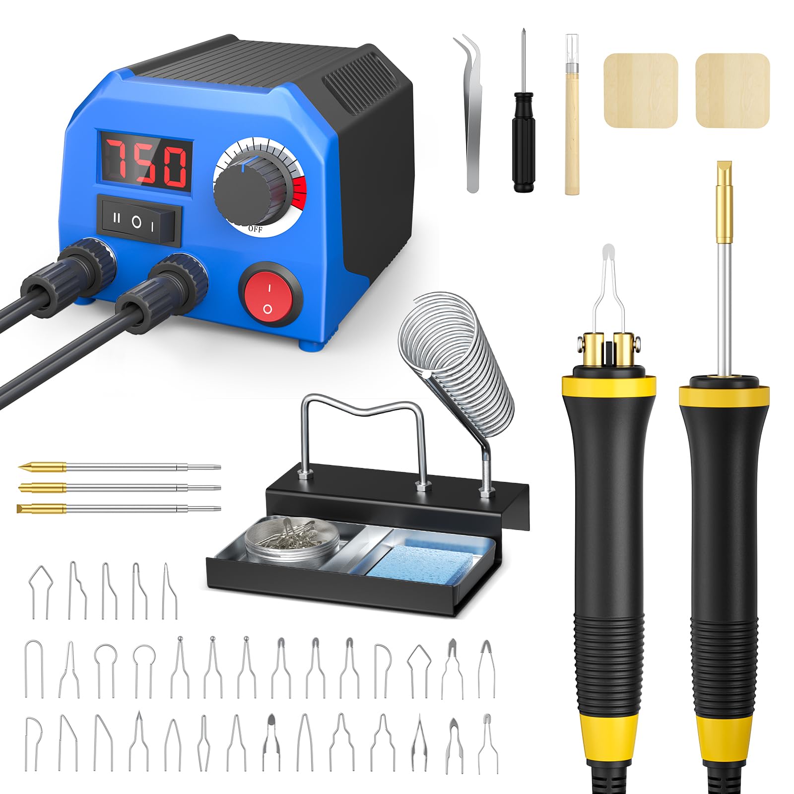 Kit Pirografia Professionale - 3 Pennelli, 37 Punte E Display Digitale Per Creare Arte Su Legno - Foto 7