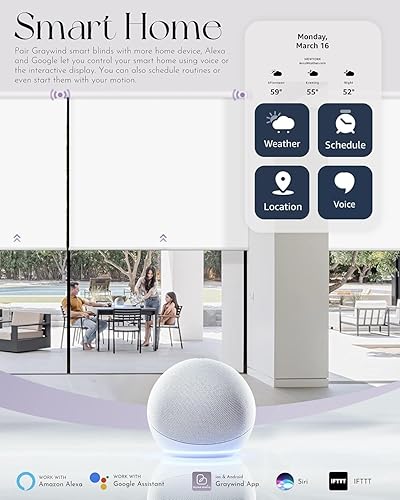Miniatura 9 de Graywind Persianas enrollables motorizadas de tejido natural para ventanas, con control de Google, persianas inteligentes de fibra natural con