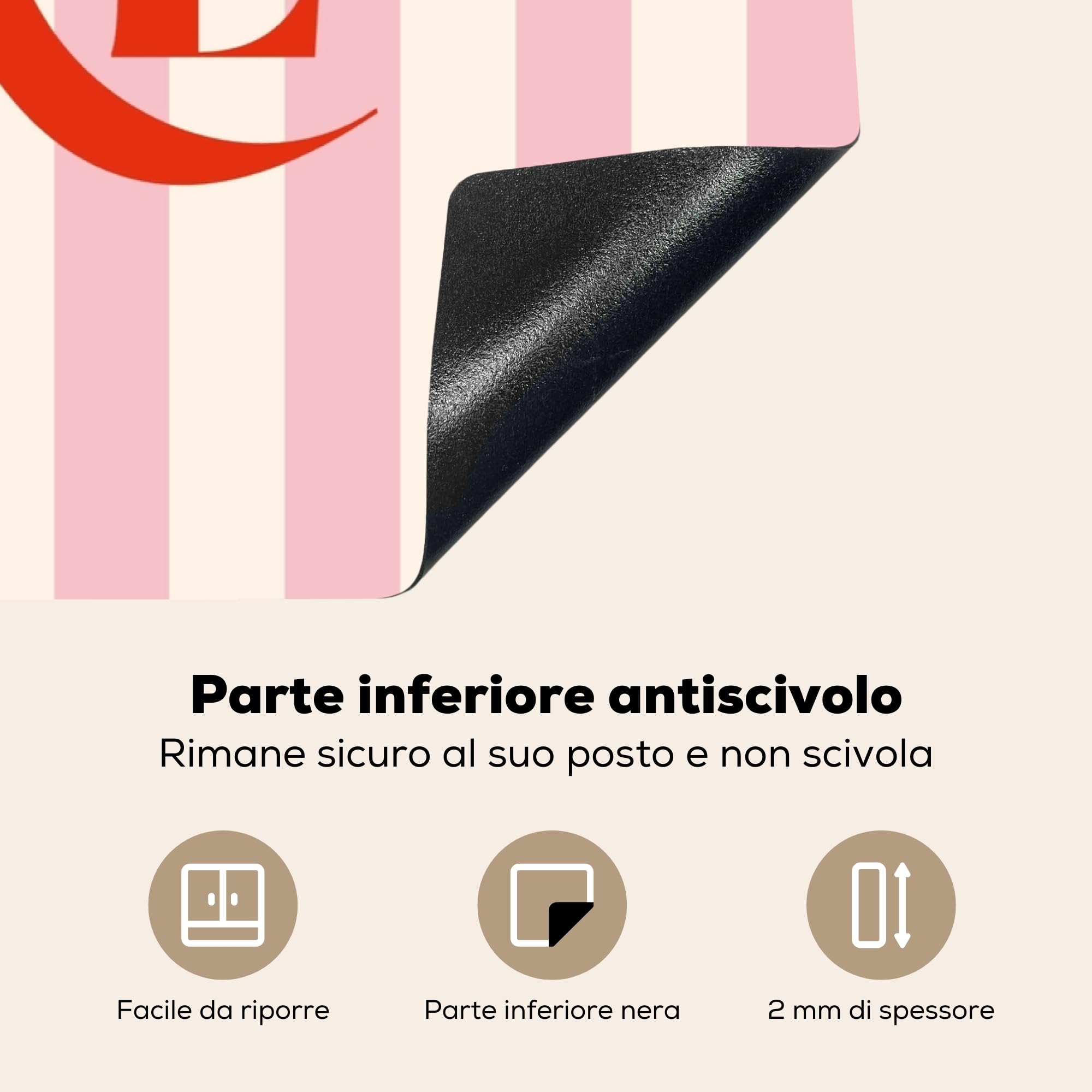 "KitchenYeah© Copri Piano Cottura 89x51 cm Cucina Coprifornelli Tappetino per Induzione Fornello Tutto la CucinaRosa tenue - Rosso - A righe - Amore"
