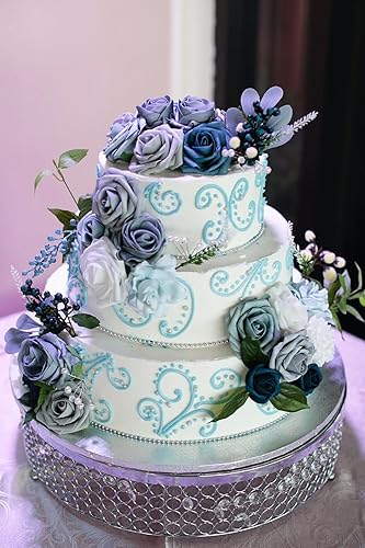 Vista 92 de White Rose Artificial Flowers Fake Flower Bulk with Stems for DIY Wedding Bouquet Bridal Baby Shower Centerpiece Table Decorations Silk Faux Floral