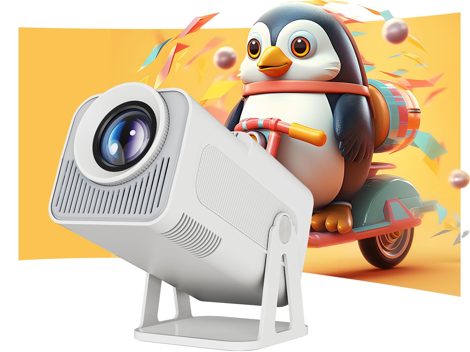 Upgraded HY320 Android 13 Smart Projector 4K, 320 ANSI Projector with WiFi Bluetooth, 180° Rotatable, Auto Keystone, ChatGPT Voice Assistant Portable Video Projectors for Bedroom