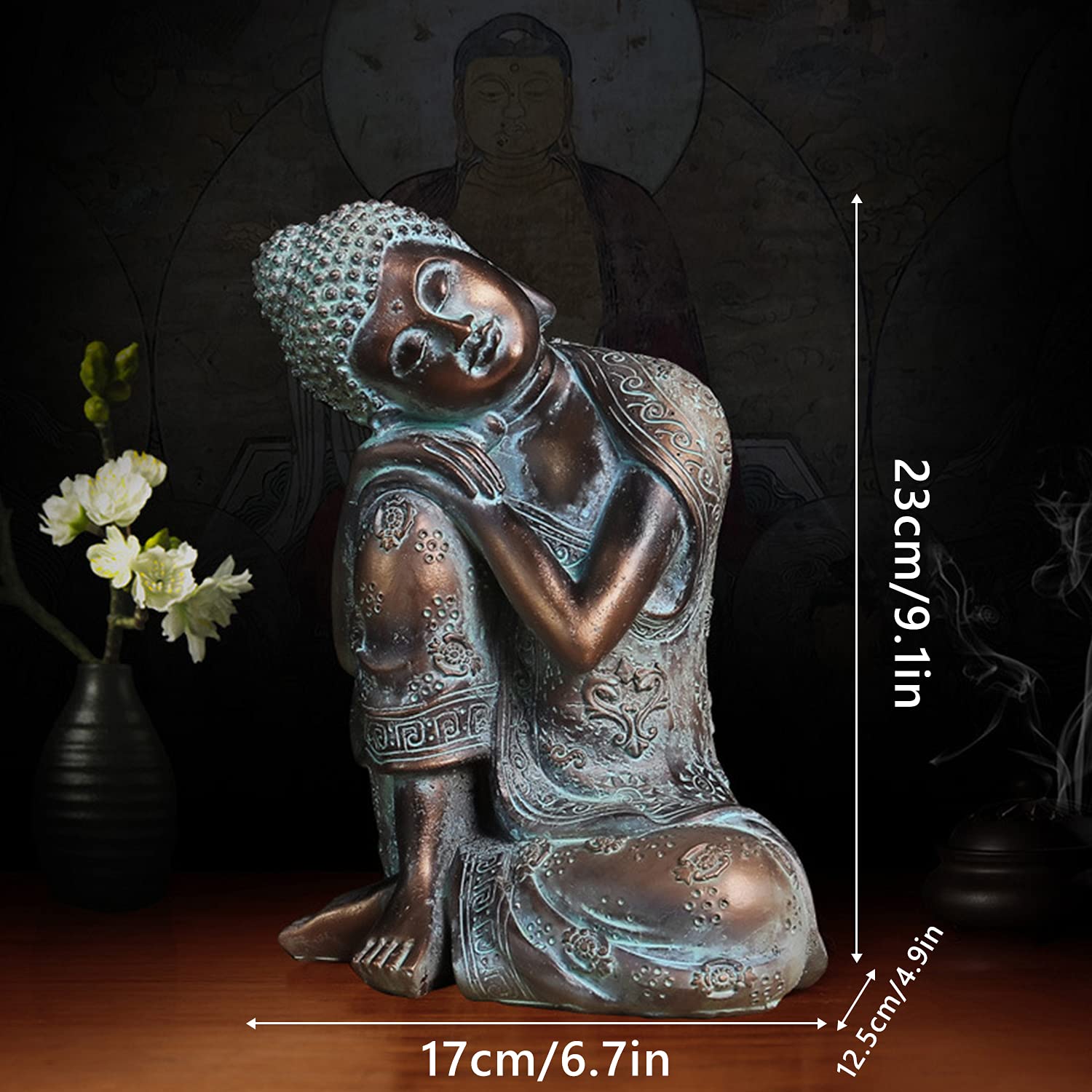 Estatua de Buda Estilo Sudeste Asiático - Escultura Pintada a Mano para Meditación, Yoga, Zen - Decoración Hindú y de Asia Oriental