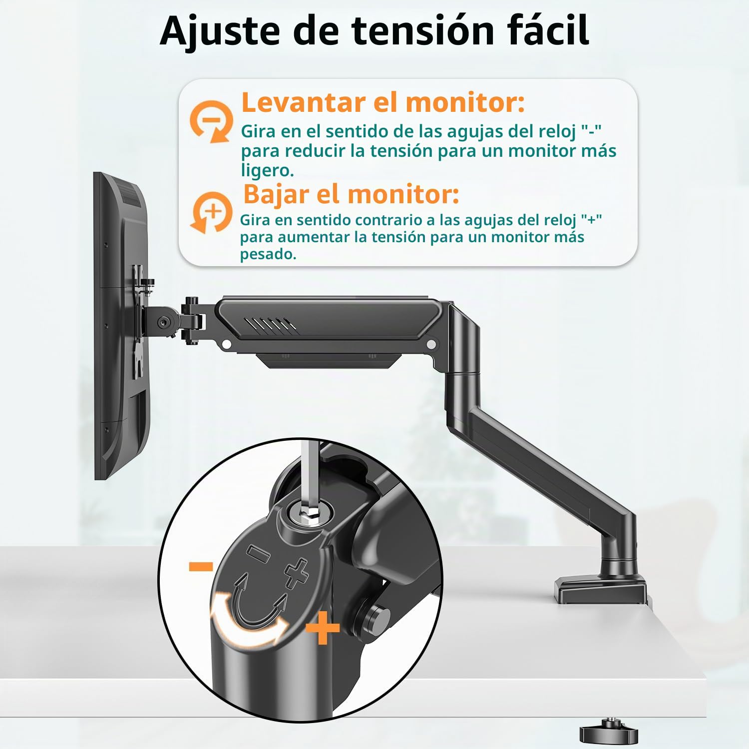 ELIVED Brazo de Monitor Doble Ajustable a Gas Soporte Ergonómico de Monitor de PC para la Mayoría de Monitores de 13-32 Pulgadas con VESA 75x75/100x100 EV005