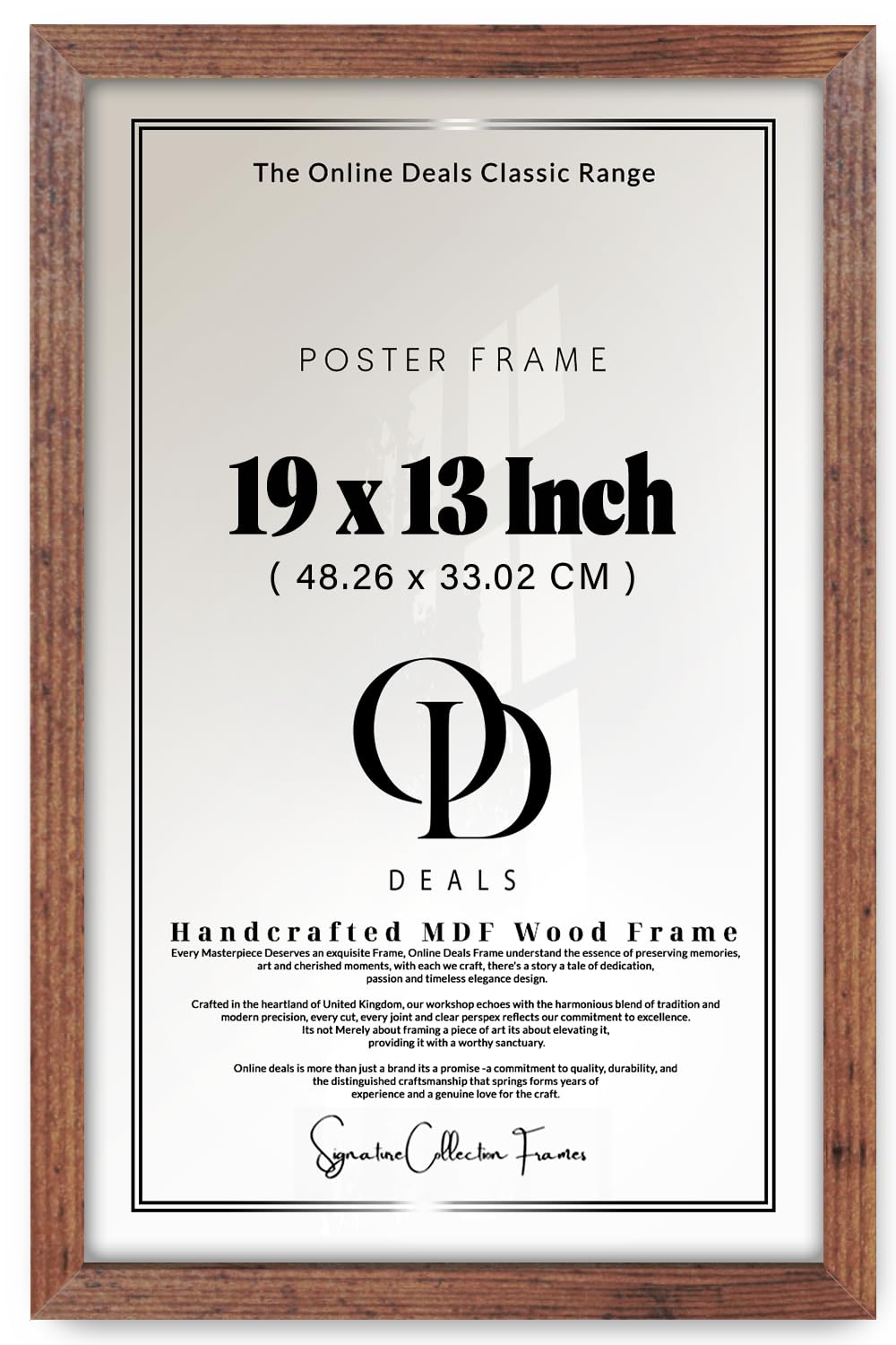 Od Deals Rustic — Personalized Rectangle 19 X 13 Inch Mdf Photo Frame | (48.26 X 33.02 Cm) Hd Perspex With Hanging Clips, Wooden Finish For Wall And Table Display, Custom Name Engraving Available