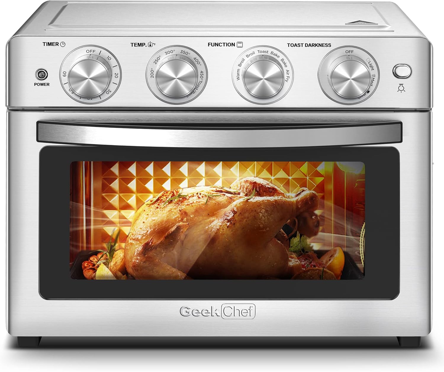 Geek Chef 26 QT Air Fryer Oven, Big Air Fryer, Toast Oven with Bake, Roast, Pizza, Easy to Use & Clean, 6 Slice Toast, Stainless Steel Geek Chef 26 QT Air Fryer Oven, Big Air Fryer, Toast Oven with Bake, Roast, Pizza, Easy to Use & Clean, 6 Slice Toast, Stainless Steel