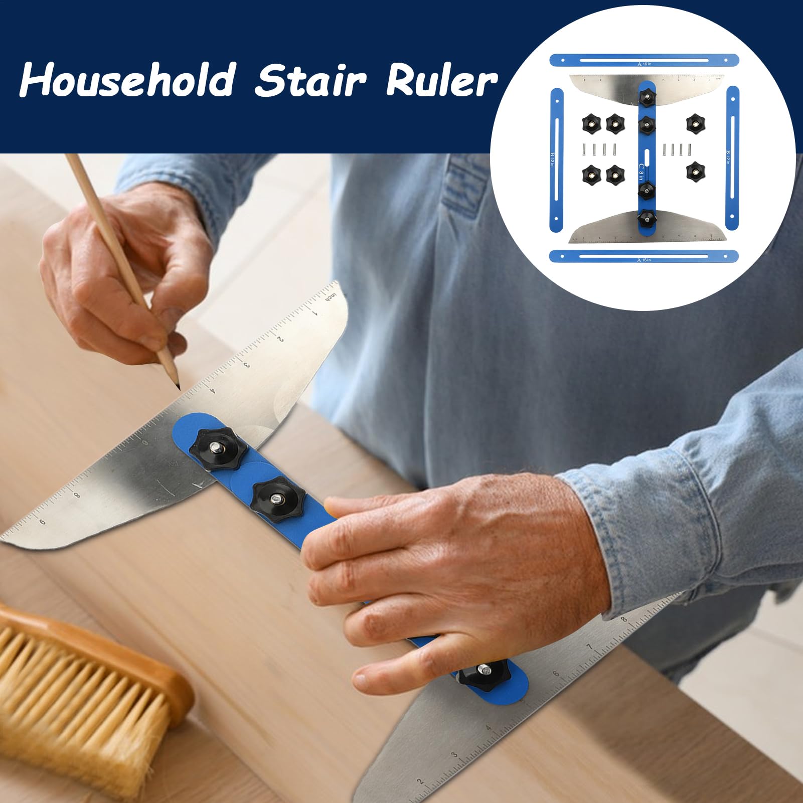 Outil de jauge d'escalier | Règle de haute précision, outil de mesure | d'escalier – pour cloisons sèches, cloisons sèches, professionnel, intérieur ou extérieur