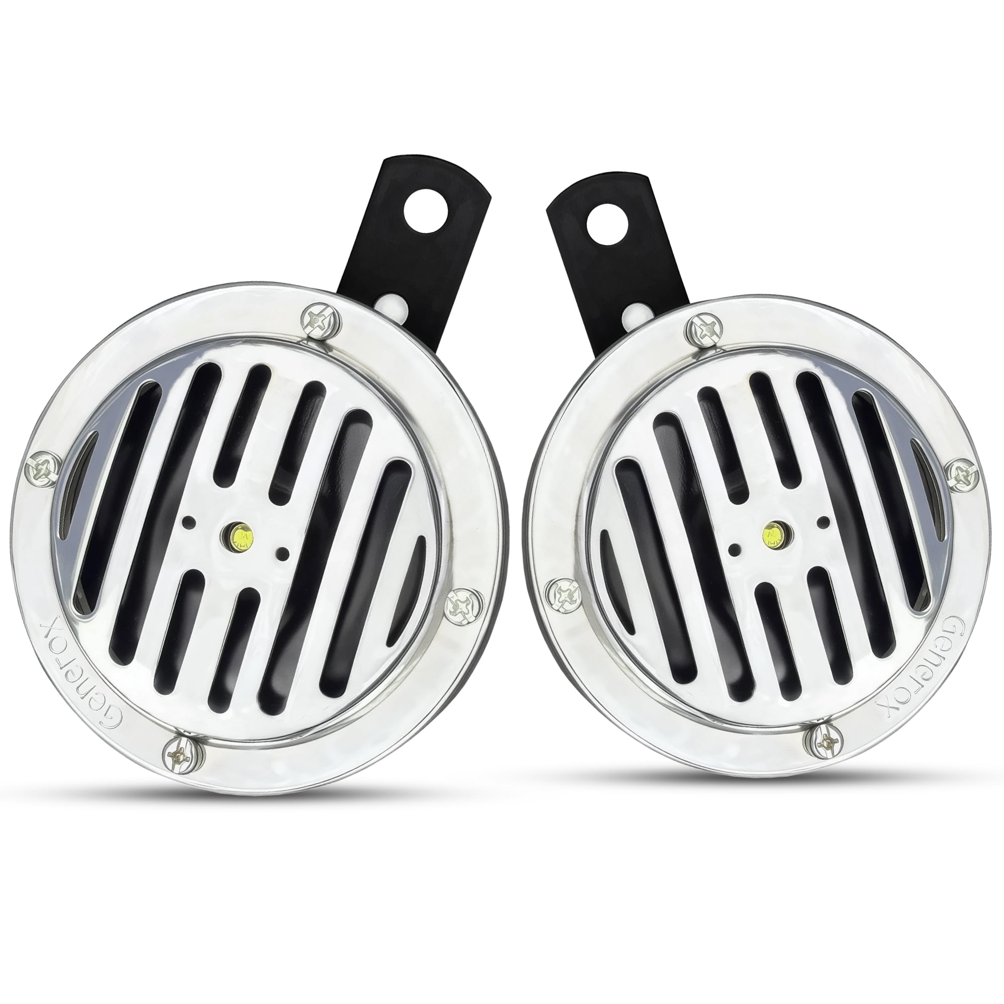 Generox Vibro Mini Pro 90mm Bike & Car Dual Tone Horn Set | Premium Stainless Steel Grill | Loud 12V DC High-Low Automotive Horns with Special Internal Contact Points (1 Pair)-image-32