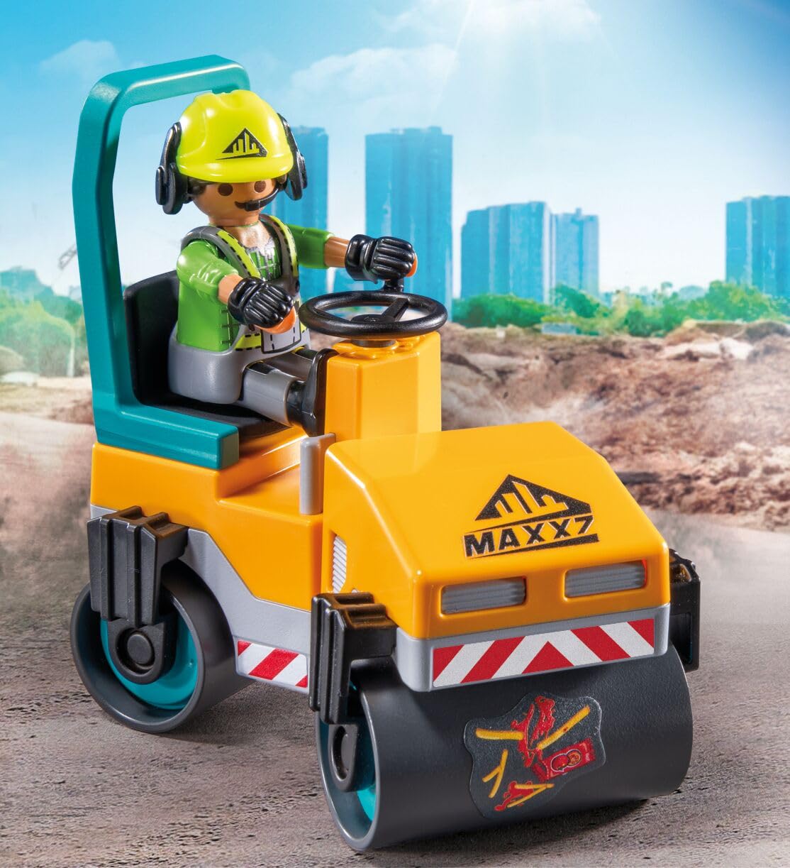 PLAYMOBIL | Action Heroes | Obra de Carretera | Juguetes de construcción para niños | Set de construcción | para niños a Partir de 4 años | 71751