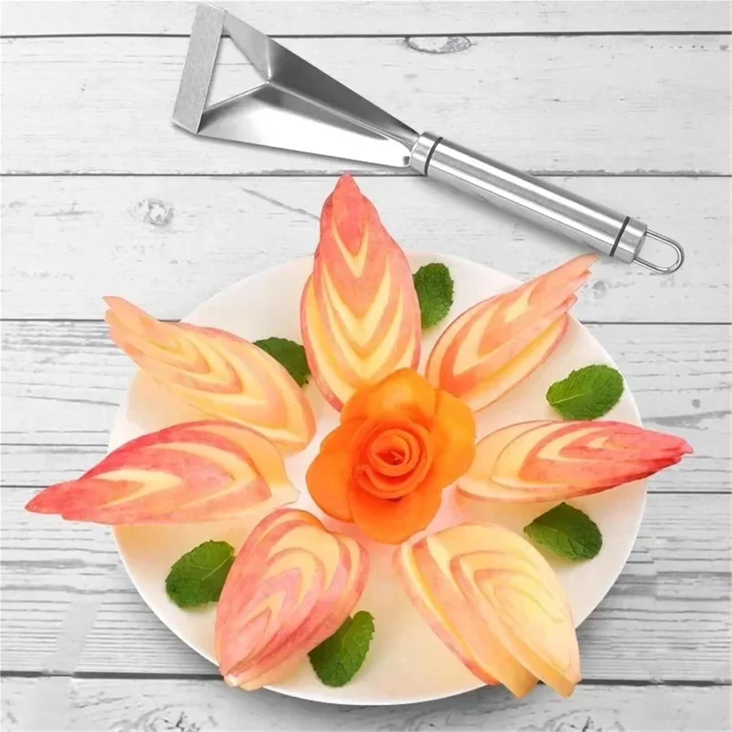 Stainless Steel Triangle Carving Knife Fruit Platter Artifact Vegetable Non-Slip Blade Kitchen Tool