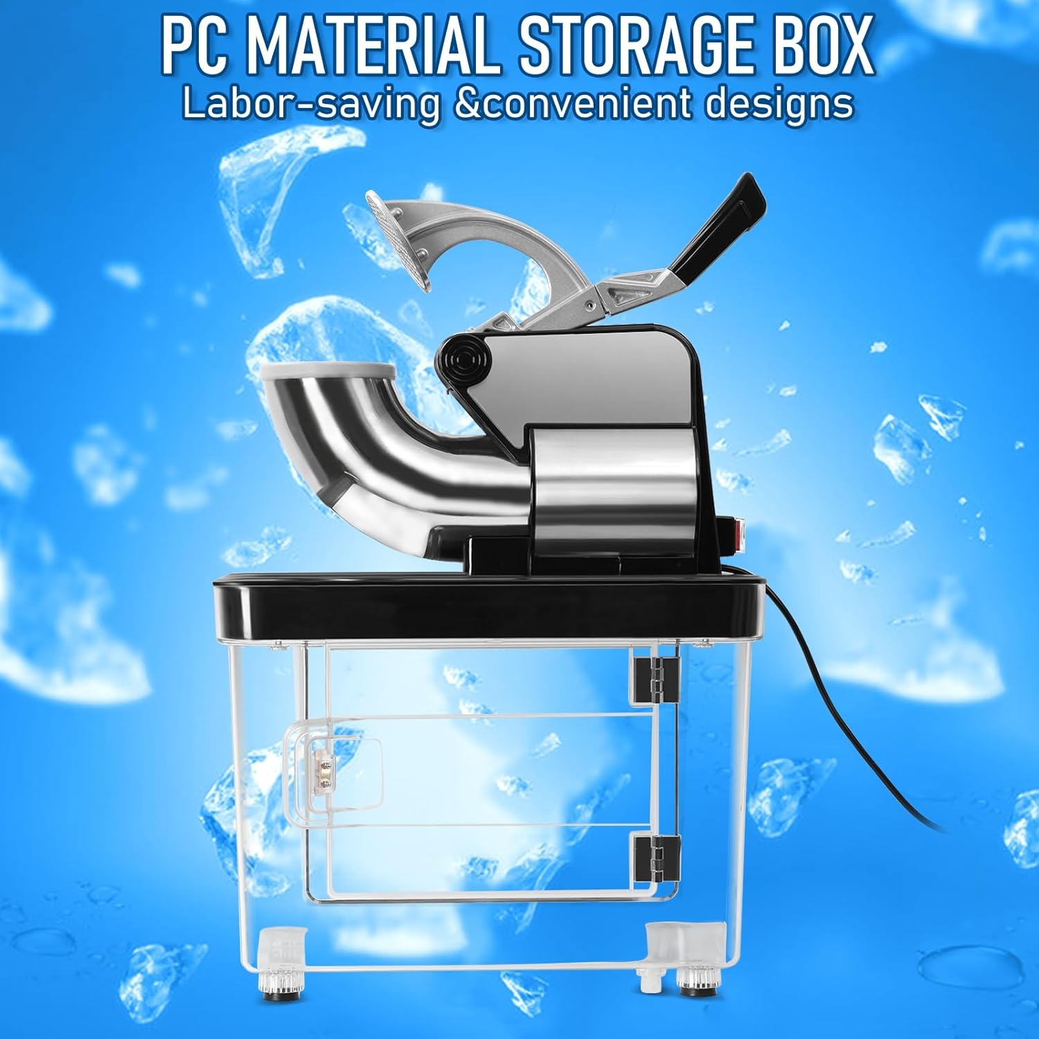 Upgraded Snow Cone Machine, Shaved Ice Machine, 110V Commercial Ice Crusher 300kgs/h, 350W Electric Snow Cone Machine with Dual Blades, Stainless Steel Shaved Ice Machine for Family