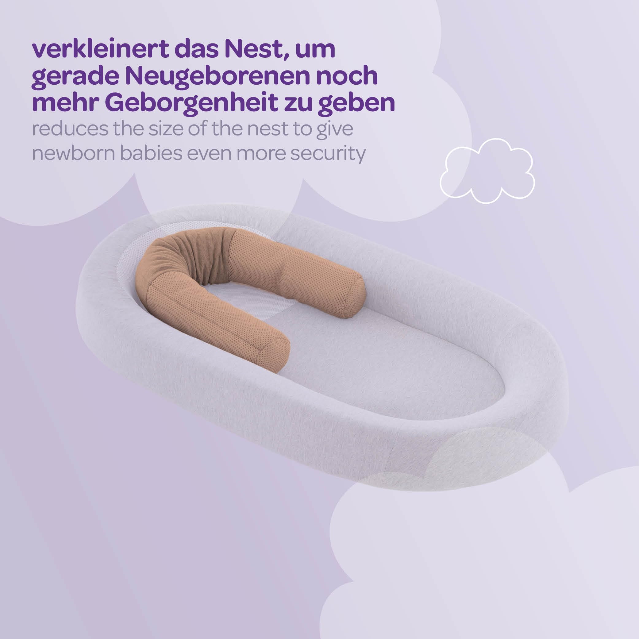 Riduzione del nido TräUMELAND – Serpente morbido e traspirante per sicurezza e sicurezza nei primi mesi – perfetto per il lettino, il passeggino o il nido del bambino