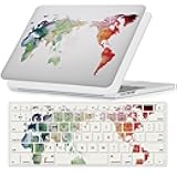 FFBOFFC Case Compatible with MacBook Air 15 Inch 2025 2024 2023 Release M3 A3114 A2941 M2 A3241 with Liquid Retina Display & Touch ID, Plastic Hard Laptop Shell Case & Keyboard Cover, World Map