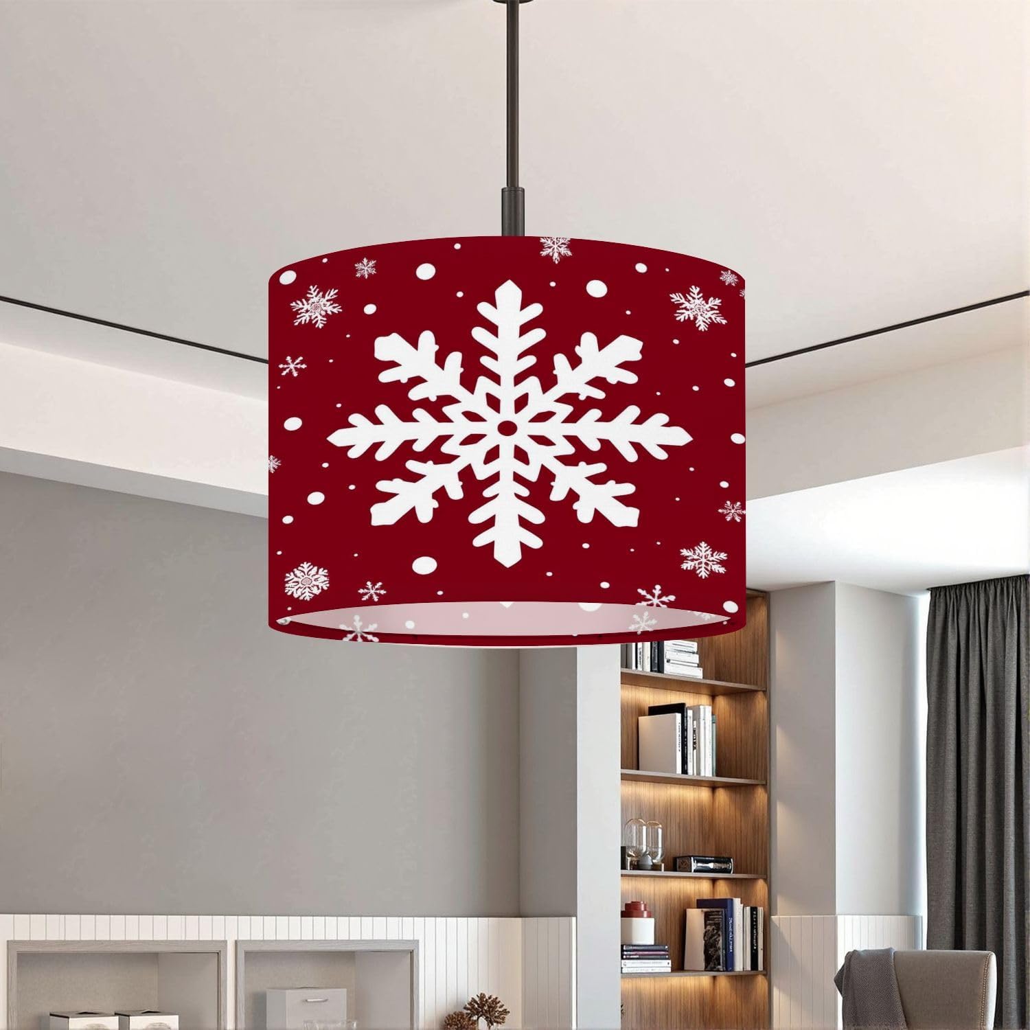 Farmhouse Lampshades Lamp Shades set of 2 Red Christmas Covers Winter Decorative Merry Christmas Tree Cushion Light Shade for Table Lamps Floor Lamps Drum Lamp Shades Lampshade Replacement