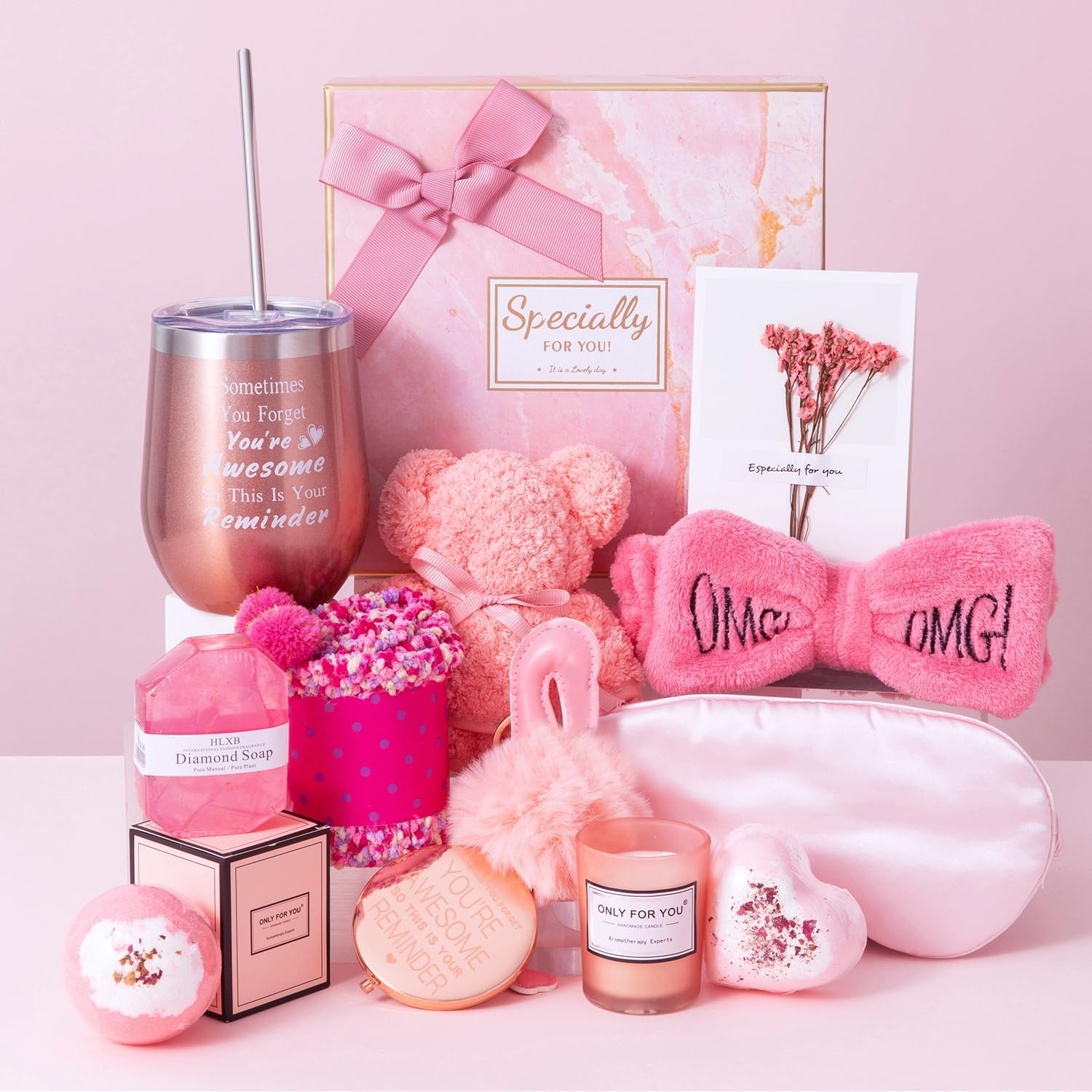 Gifts Basket for Women - Christmas Birthday Gift Box,Get Well Soon Gifts Set Contains 13 Items Inspirational Gift,Relaxing Spa Care Package for Women Friendship,Friend Gifts for Women