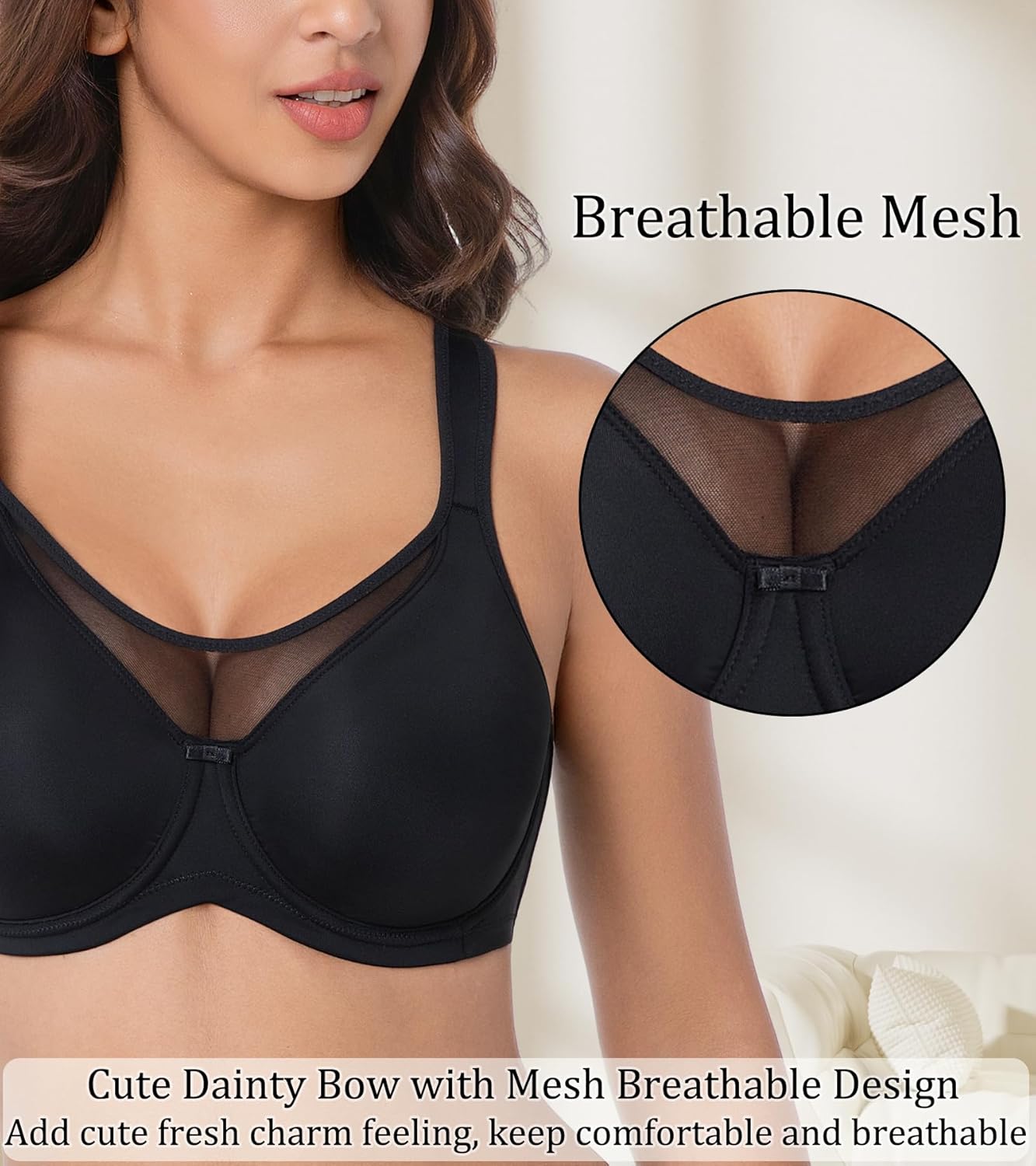 Minimizer Bowknot Racerback Underwire Bra for Women