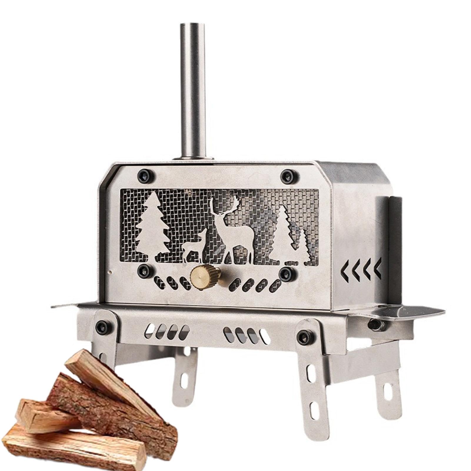 Poêle à Bois Portable Pour Camping - En Inox, Dimensions 14x13x6,5 Cm - Neuf, Léger (0,31 Kg)