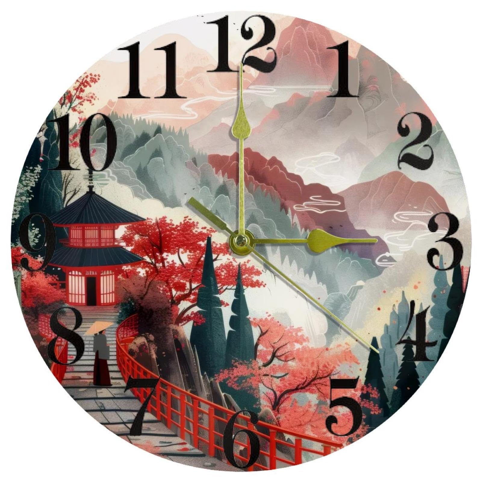 Horloge murale sans tic-tac Hilltop ronde pour éliminer les bruits dans le bureau