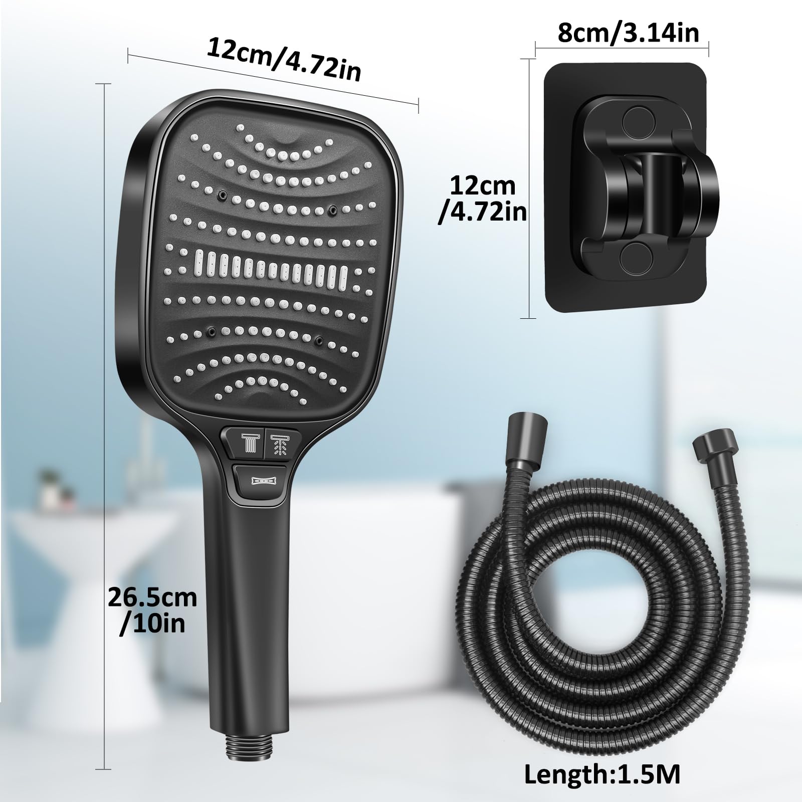Magichome 6 modi hardwaterfilter douchekop met 1,5 m slang Magichome 6 modi hardwaterfilter douchekop met 1,5 m slang