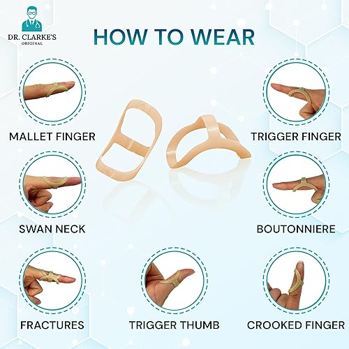Dr. Clarke's Original Wishbone Férulas para dedos, tamaño 3, 4, 5, paquete de 3, férula para el dedo, férula para el pulgar, férula de dedo para el
