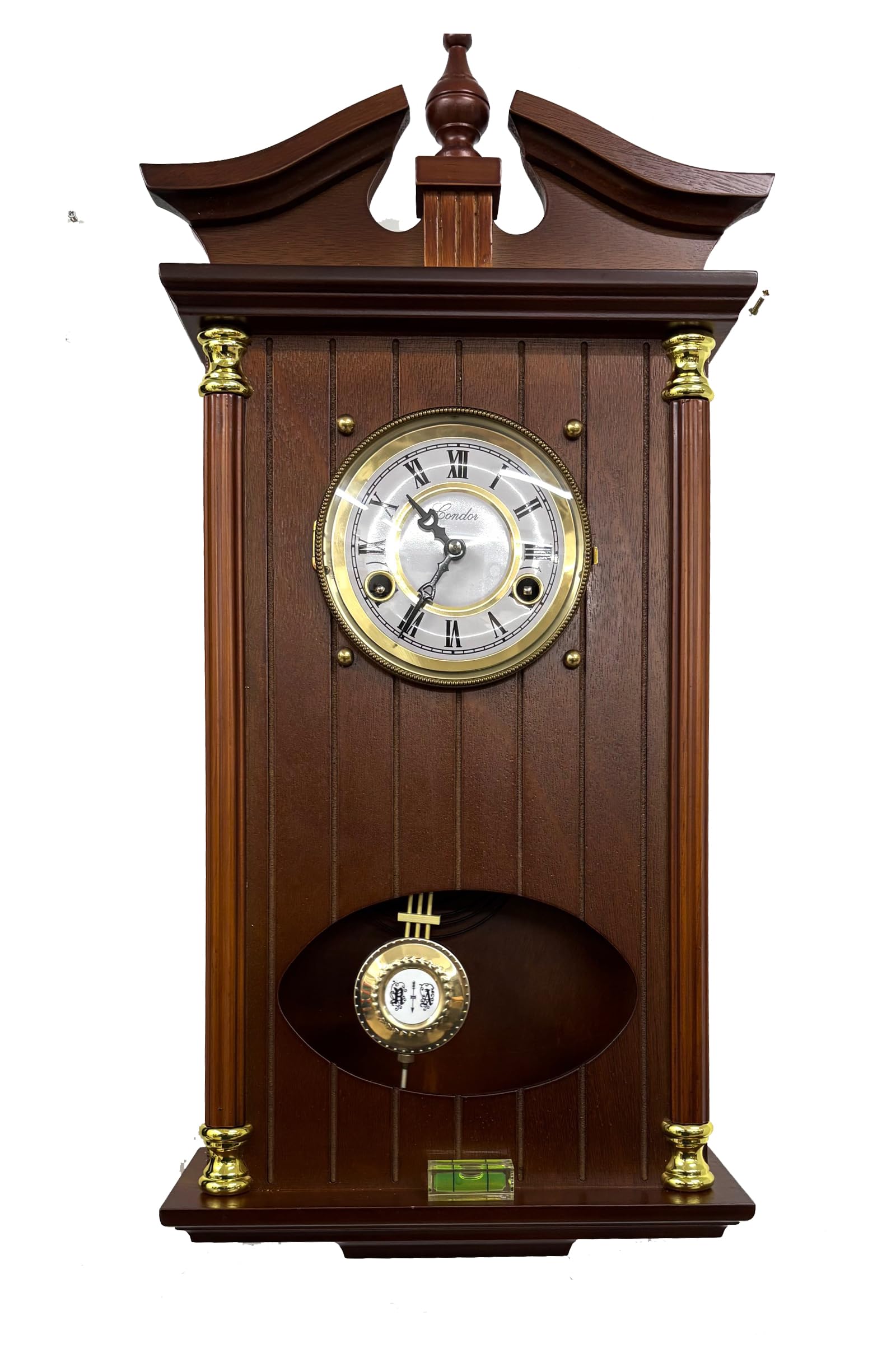 Reloj de Pared de péndulo 60x29x10cm, Reloj mecánico 31 dias, Suena Las Medias y Las Enteras, Espectacular, con Mueble, Sonido Gong