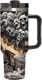 Evil Steam Train 40 Oz Tumbler Leak Proof Stainless Travel Mug | Double Vacuum Insulated Tumbler with Straw with Handle and Straw Lid,Water Bottle for Iced Tea,Coffee,Cold Beverages