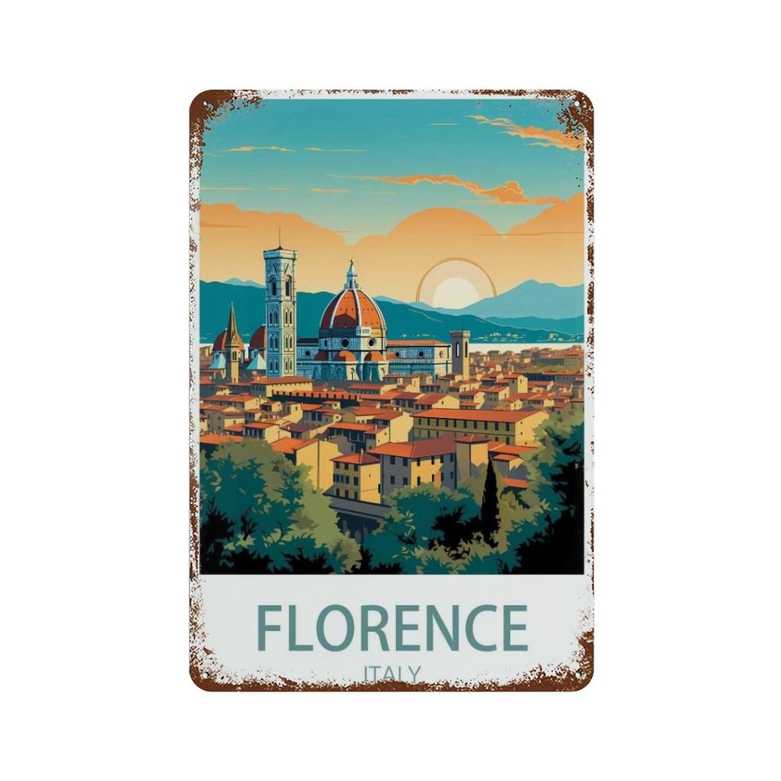 Pgcksk A26 Cathedral Of Santa Maria Del Fiore Florence，Tin Sign Metal Tin Sign/Metal Plaque Tin Sign Metal Sign(15X30cm）6X12 Inch-S73