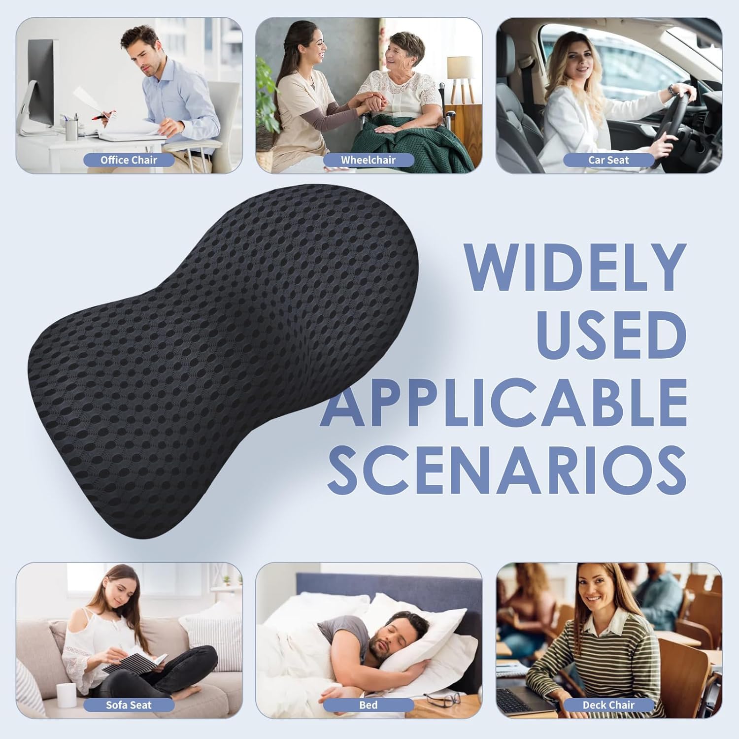 Cuscino Lombare Auto per MG HS PHEV 2020-2024 | supporto ergonomico memory foam schiena e zona lombare tessuto traspirante lavabile nero