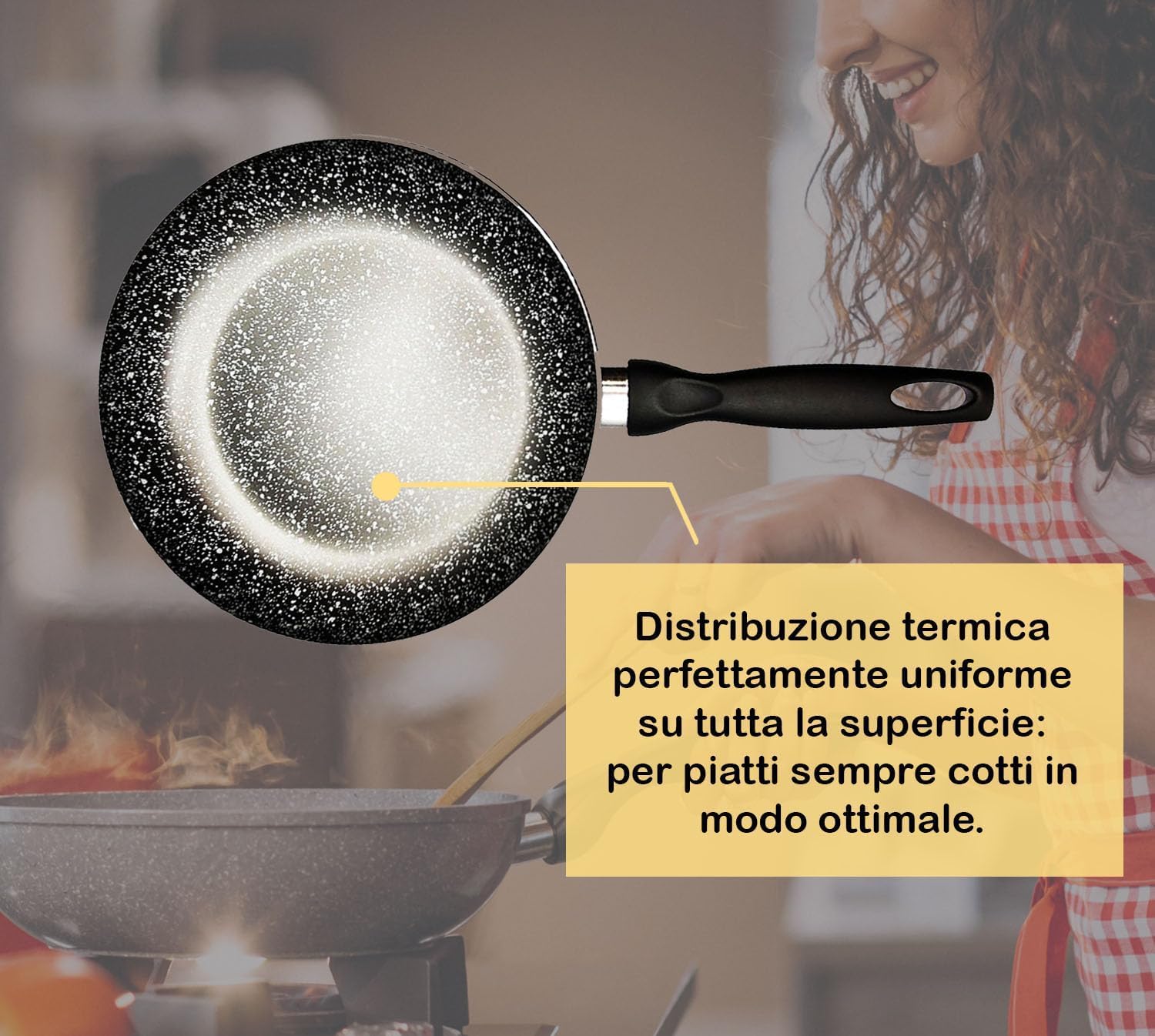 RollitPop Wok Padella Antiaderente Ø 28cm in Alluminio, Made in Italy, Facile da Pulire, Qualità Superiore e Antiaderenza Perfetta, Leggera ed Ergonomica, No Induzione (Ø 28cm)