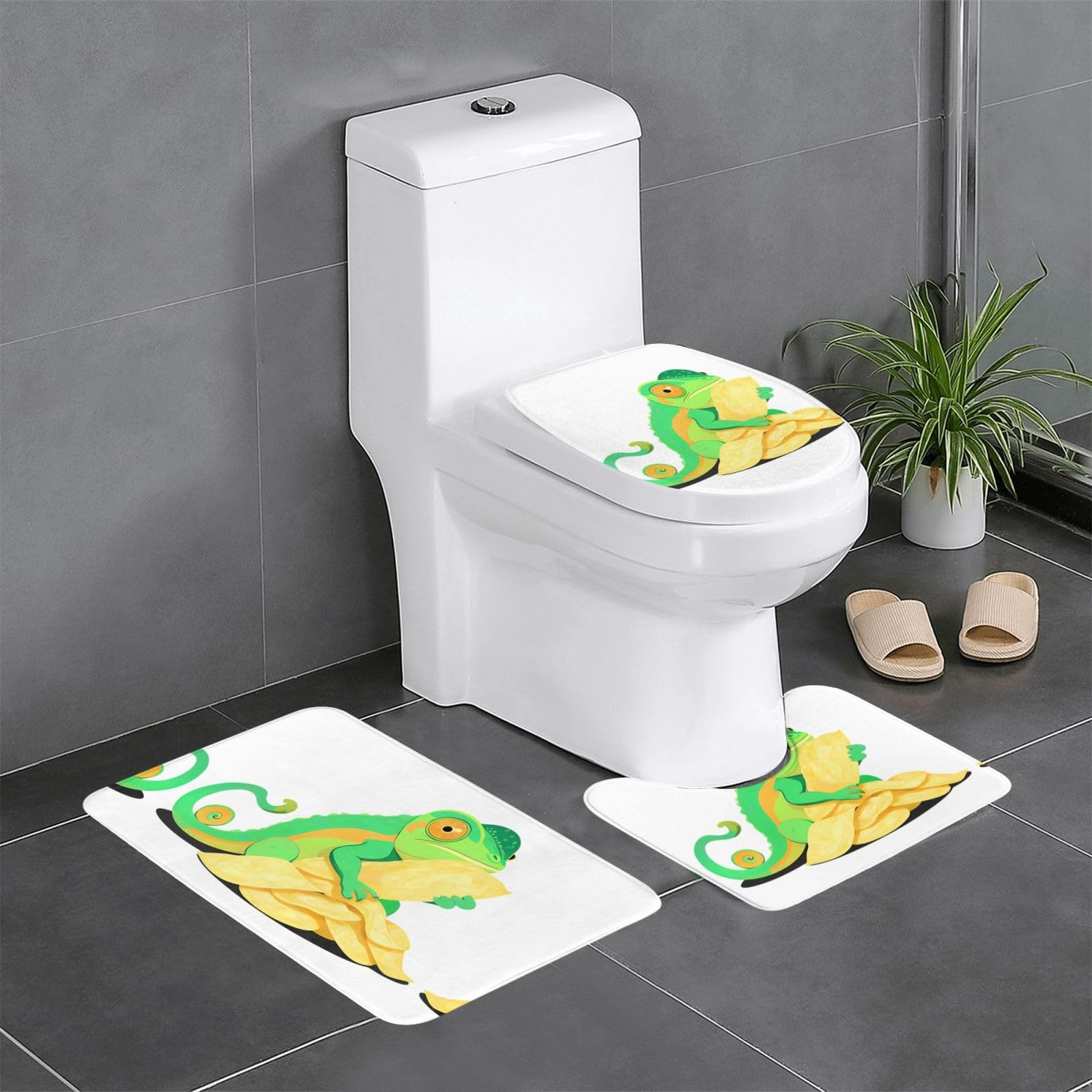 Tapis de salle de bain antidérapants 61x40 cm lot 3 pièces pour WC WHJDPP