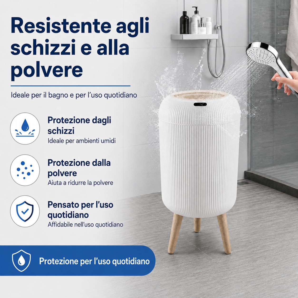 Pattumiera 10L per Bagno e Camera - Automatica con Sensore Intelligente, Design Sottile Bianco, Anti Odore (Batteria 180 Giorni) (10L)