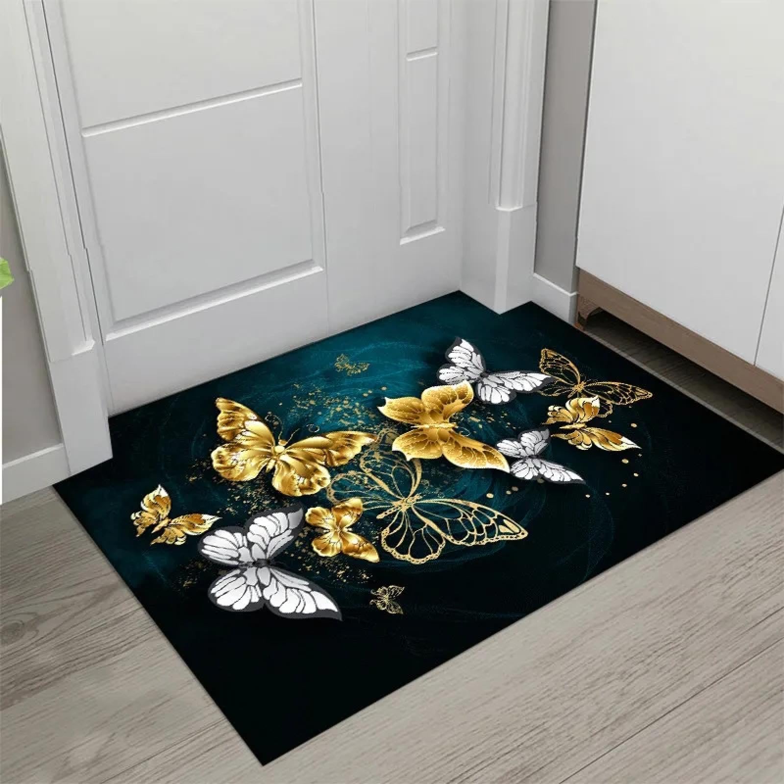 Alfombra nórdica con estampado de mariposas lavable 50x80cm