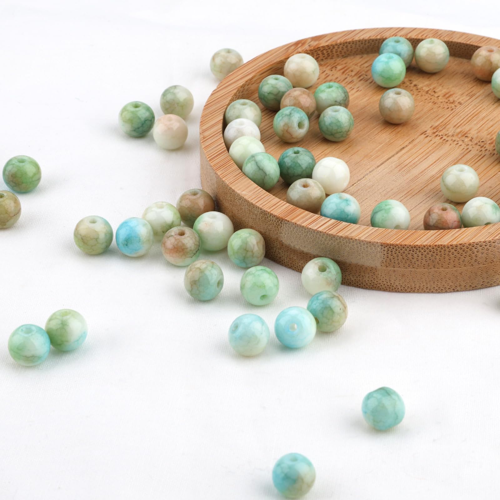 msymsyu 100 Pcs Glass Beads, 8mm Gemstone Beads, Colour 21