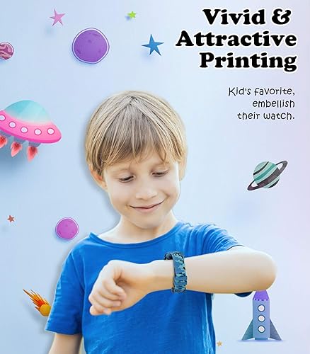 Miniatura 5 de MoKo Paquete de 2 correas compatibles con Garmin Vivofit JR 3 Tracker, correa de repuesto ajustable con patrón de impresión de silicona suave para