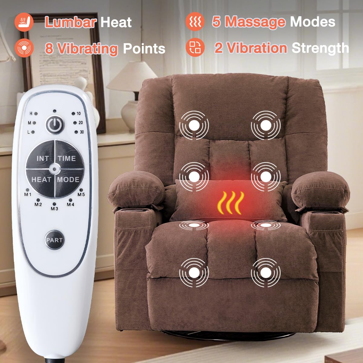 MAHOMICO Recliner Chair with Cup Holders for Living Room Single Seat Manual Oversized Recliner with Ergonomic, Side Pocket for Adult view 6