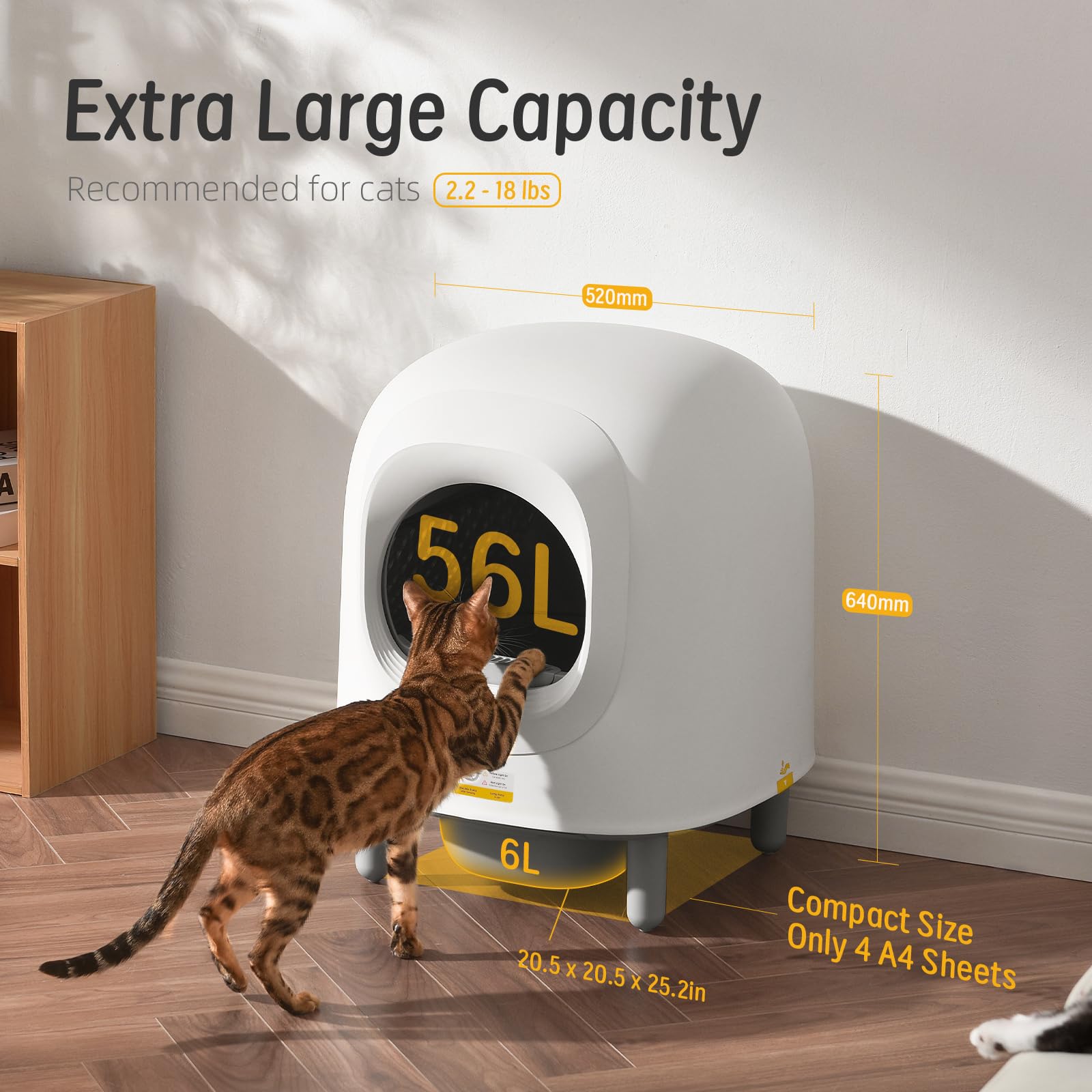 Self Cleaning Litter Box, Automatic Cat Litter Box with APP Control, Smart Safety Sensors for Multiple Cats, Odor-Free Waste Disposal with Cat Litter Tracker, Includes 1 Trash Bags - image 2