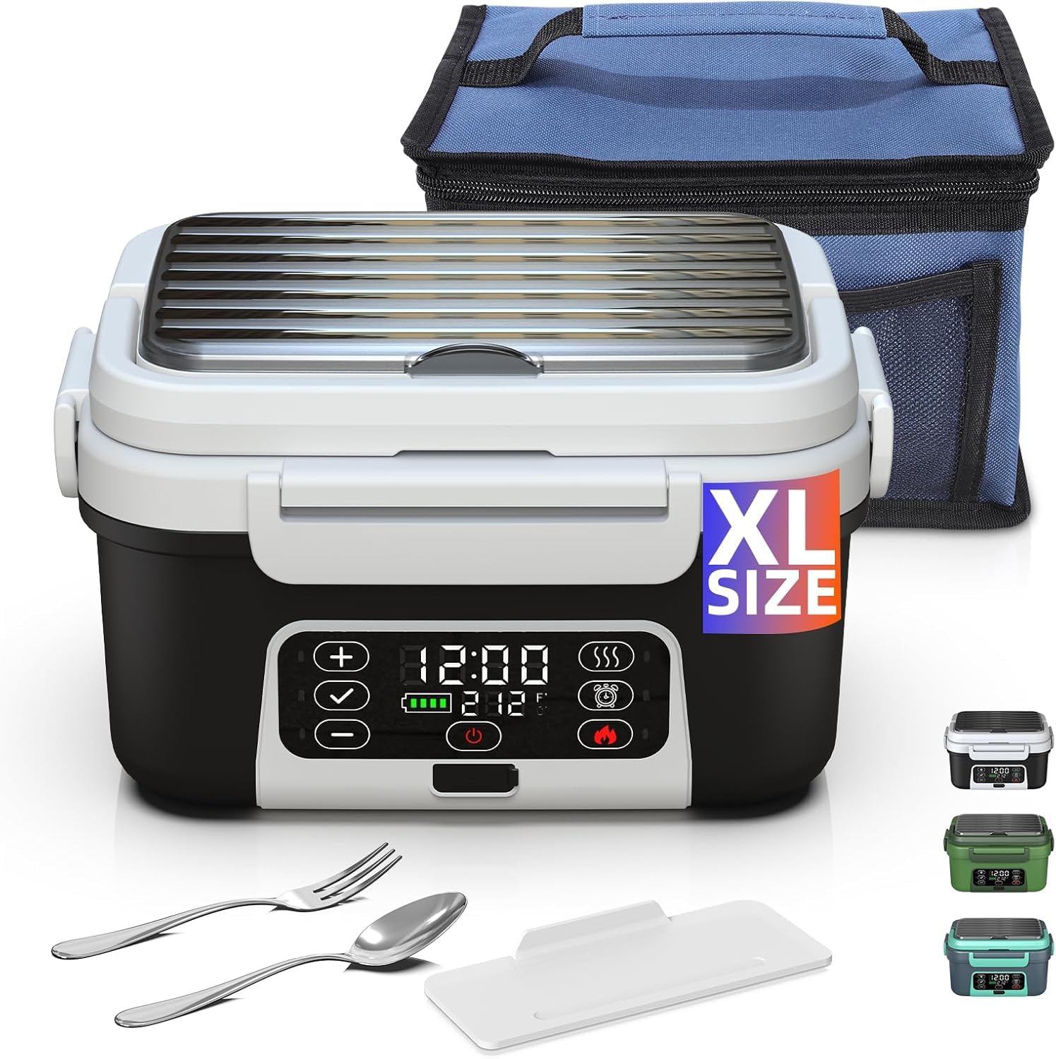 Cordless Electric Heated Lunch Box, XL 6.3Cups, Smart Timer, 20000mAh