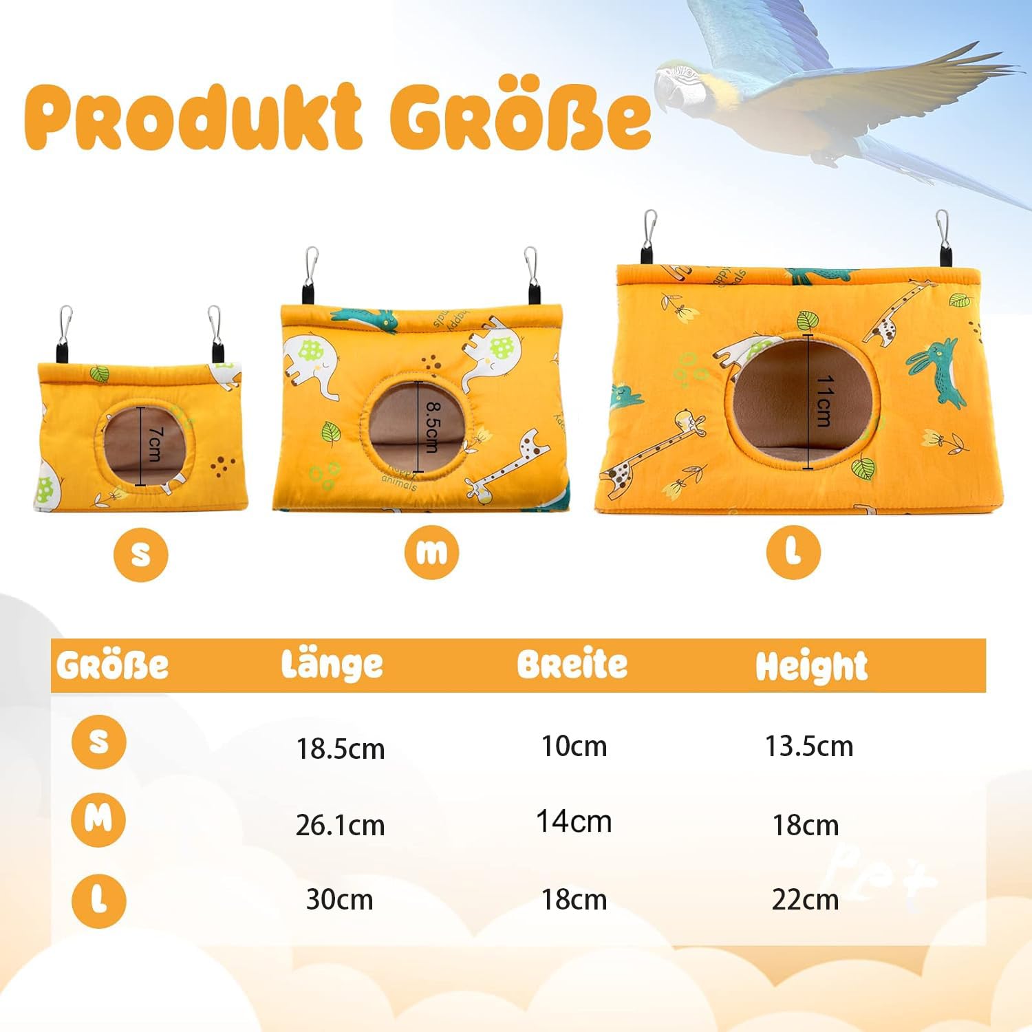 Perroquet Hamac Nid D'oiseau Chaud Doux Hamac en Peluche Suspendu Cage Tente pour Perruche Calopsitte Amazones Cacatoès Canari Cage Jouet M