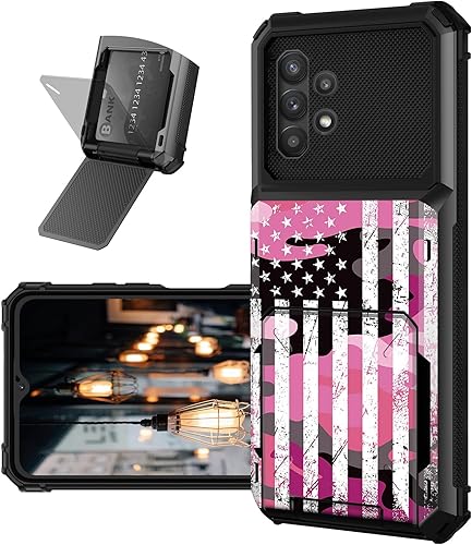 Miniatura 14 de Funda tipo cartera para Samsung Galaxy A32 5G con ranura para tarjetero, funda con tapa híbrida de doble capa, resistente, a prueba de golpes, funda