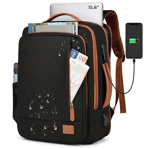Mochila Grande para Notebook 15,6" Expansível e Impermeável | Mochila Executiva de Viagem Aprovada por Companhias Aéreas com Porta USB, Bolso para Líquidos, Mochila Escolar e de Trabalho