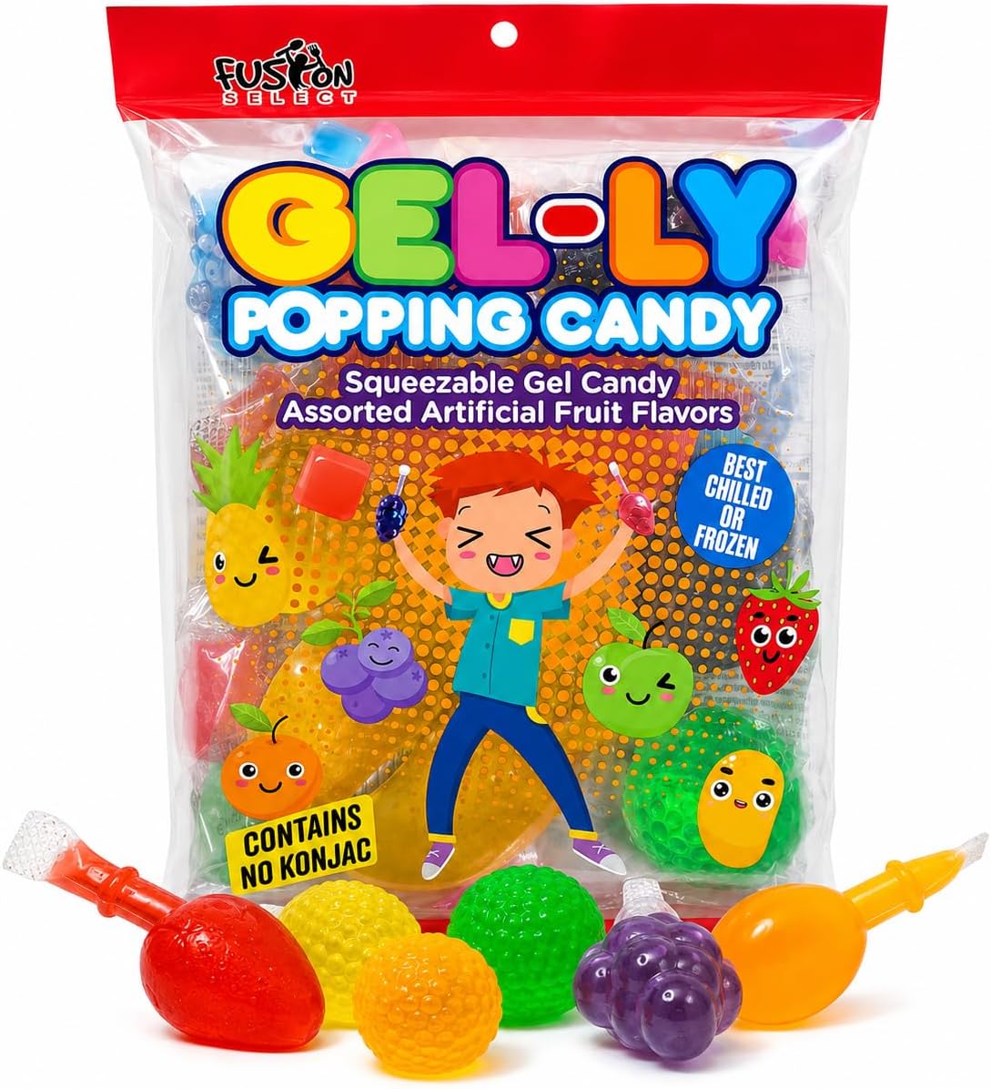Fusion Select Jelly Fruits Squeezable Gel Candy, Assorted Fruit Flavors