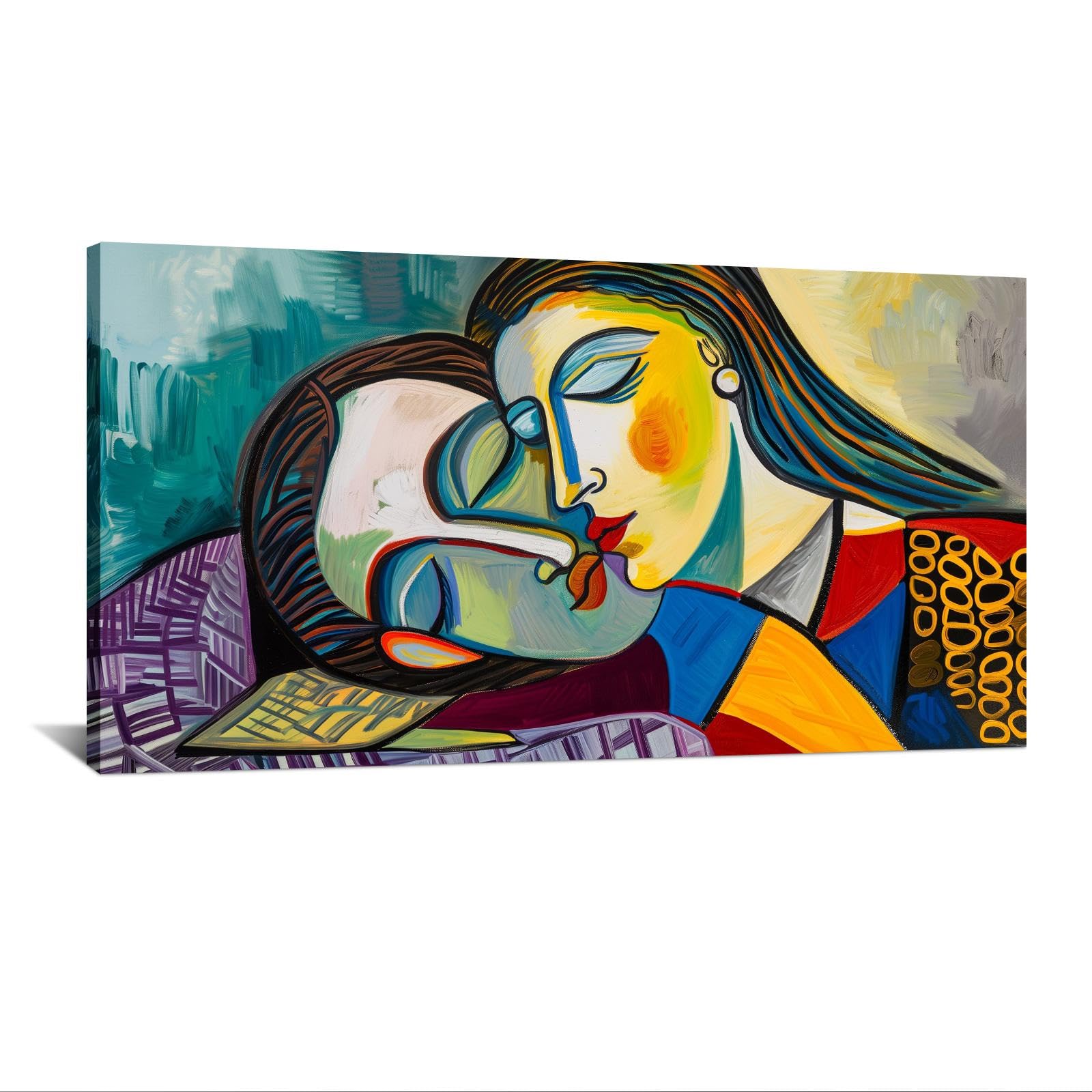 HNKDKJ Pablo Picasso Colorful Figure Prints Canvas Print Picture Wall Art Large Pablo Picasso Artwork Framed Mural 70x140cm/28x55inch -Inner-Frame