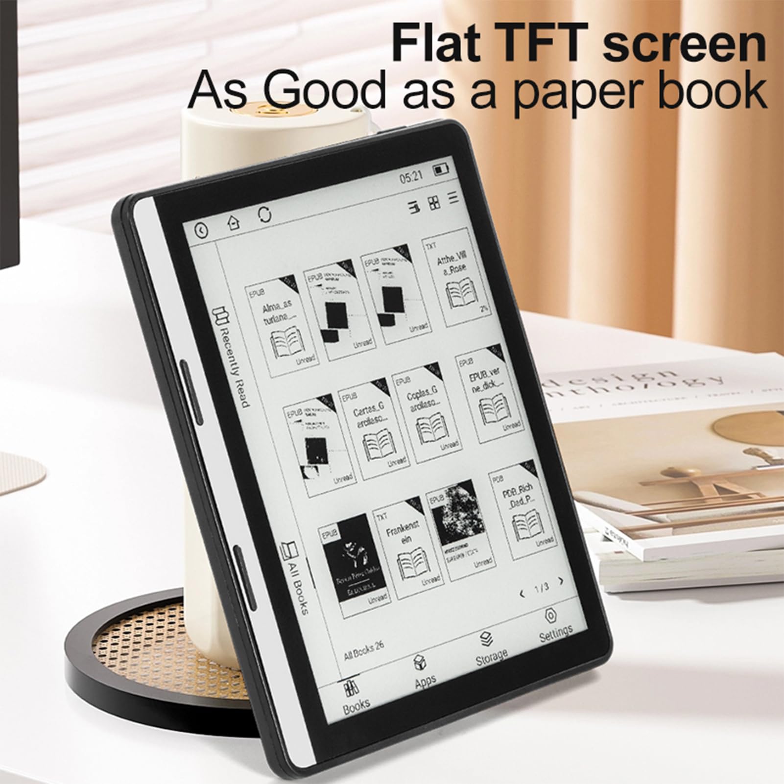 XUMIUZIY Tablet EReader da 5,76 Pollici, Schermo Ultra Trasparente Antiriflesso, Corpo Sottile, Batteria a Lunga Durata, Supporta EPUB PDF MOBI Oltre 15 Formati, con Trasferimento USB WiFi (1G+16G)