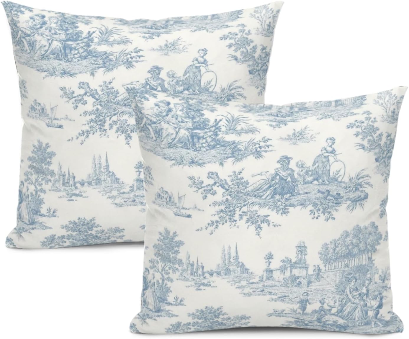 Blue Toile Pillow Covers French Country Throw Pillows