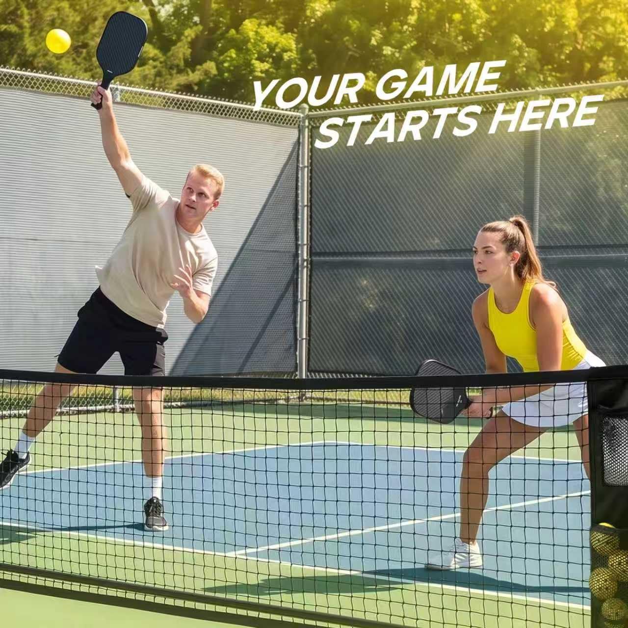 Portable Pickleball Net, 22FT Pickle Ball Net with 4 Side Storage Pockets, Sturdy Support Frame & Carry Bag, Outdoor Pickleball Equipment for Backyard, Driveway, Park and Sports Court