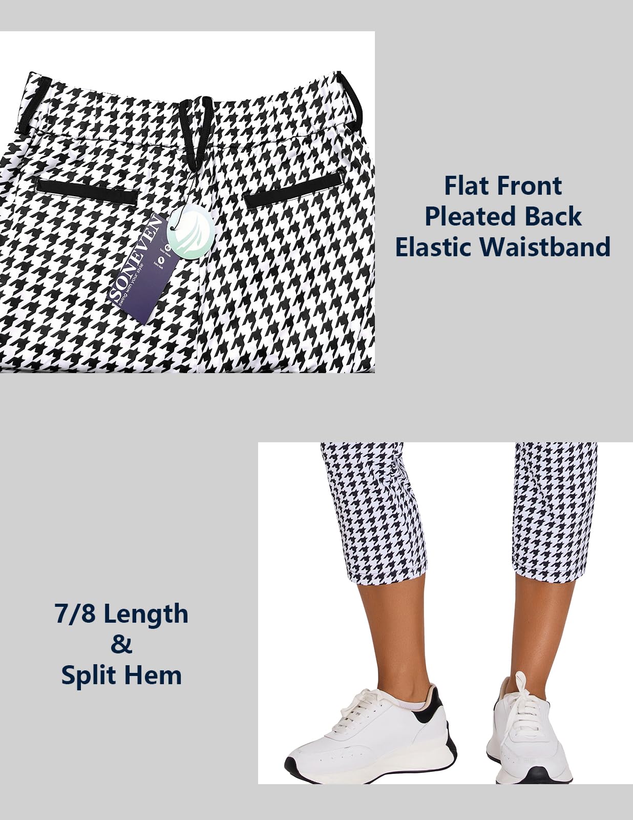 Pantaloni Golf Donna 7/8 Elasticizzati con Cerniera Destra con Passanti per Cintura Business Lavoro Pantaloni Golf da Jogging, Leggeri, per Sport, Viaggi, Lavoro, Lounge