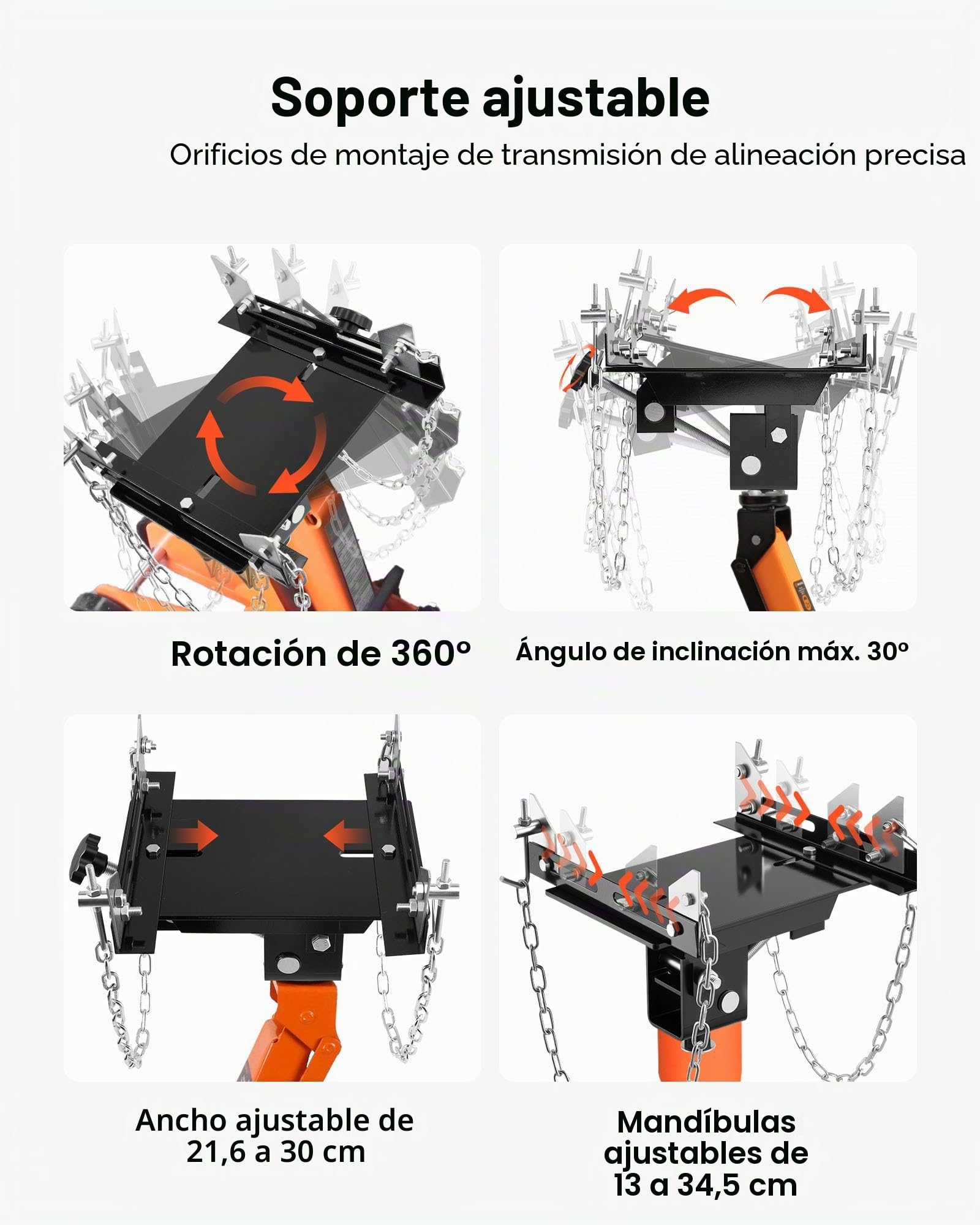 VEVOR Bandeja Adaptadora para Gato de Transmisión, Capacidad de 0,5 T, Acero Resistente, para Gato de Coche, con Eje de Sillín Extraíble de 30 mm, Color Negro, Carga 500 kg, 390 x 330 x 280 mm