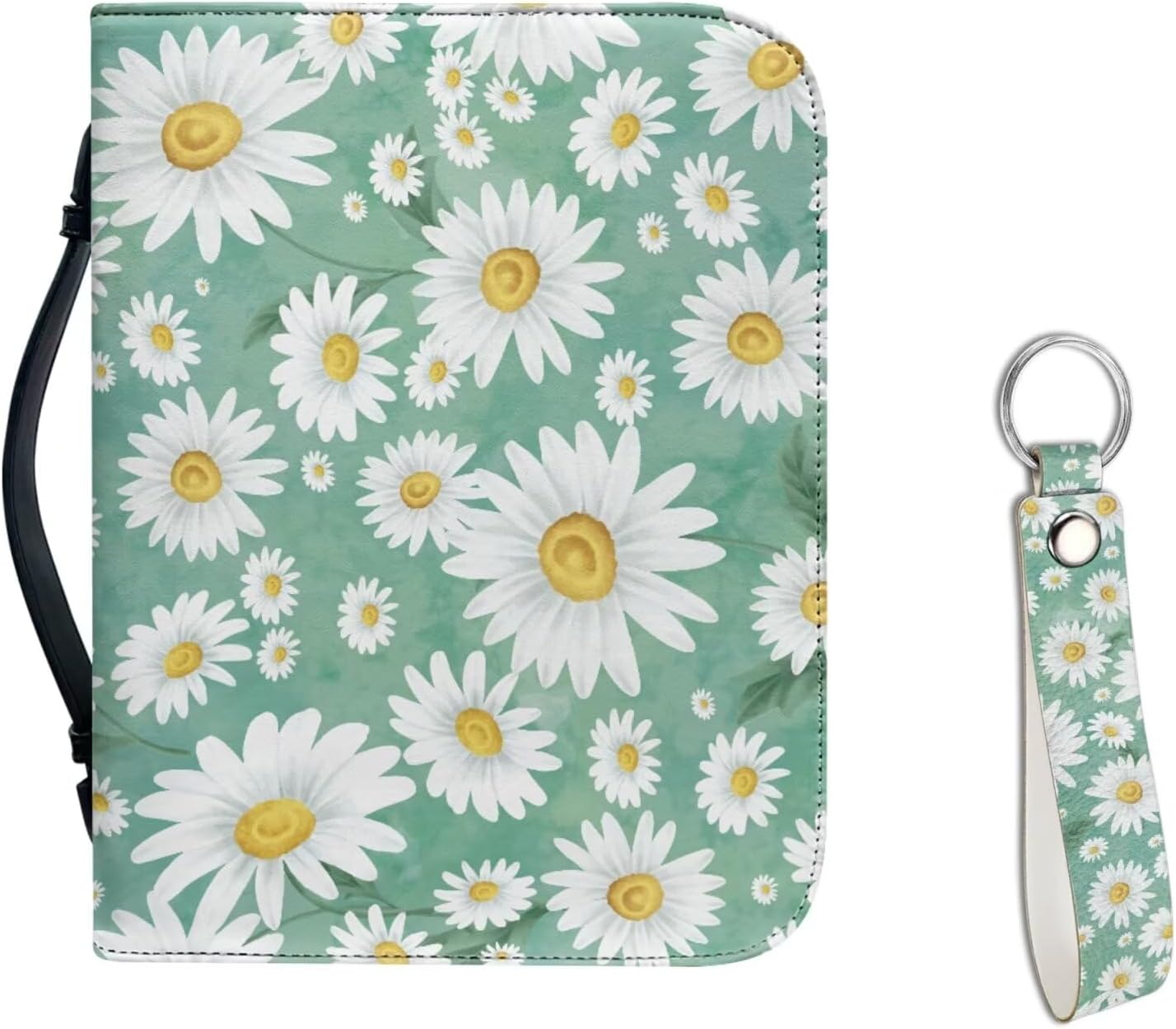 Kuiaobaty Happy Easter Print Bible Case Bible Covers with Matched Leather Keychain Leather Protective Carrying Bible Holder for Women Men Kids Teens Tote Bags for Storage Pens Bible Books Tablet