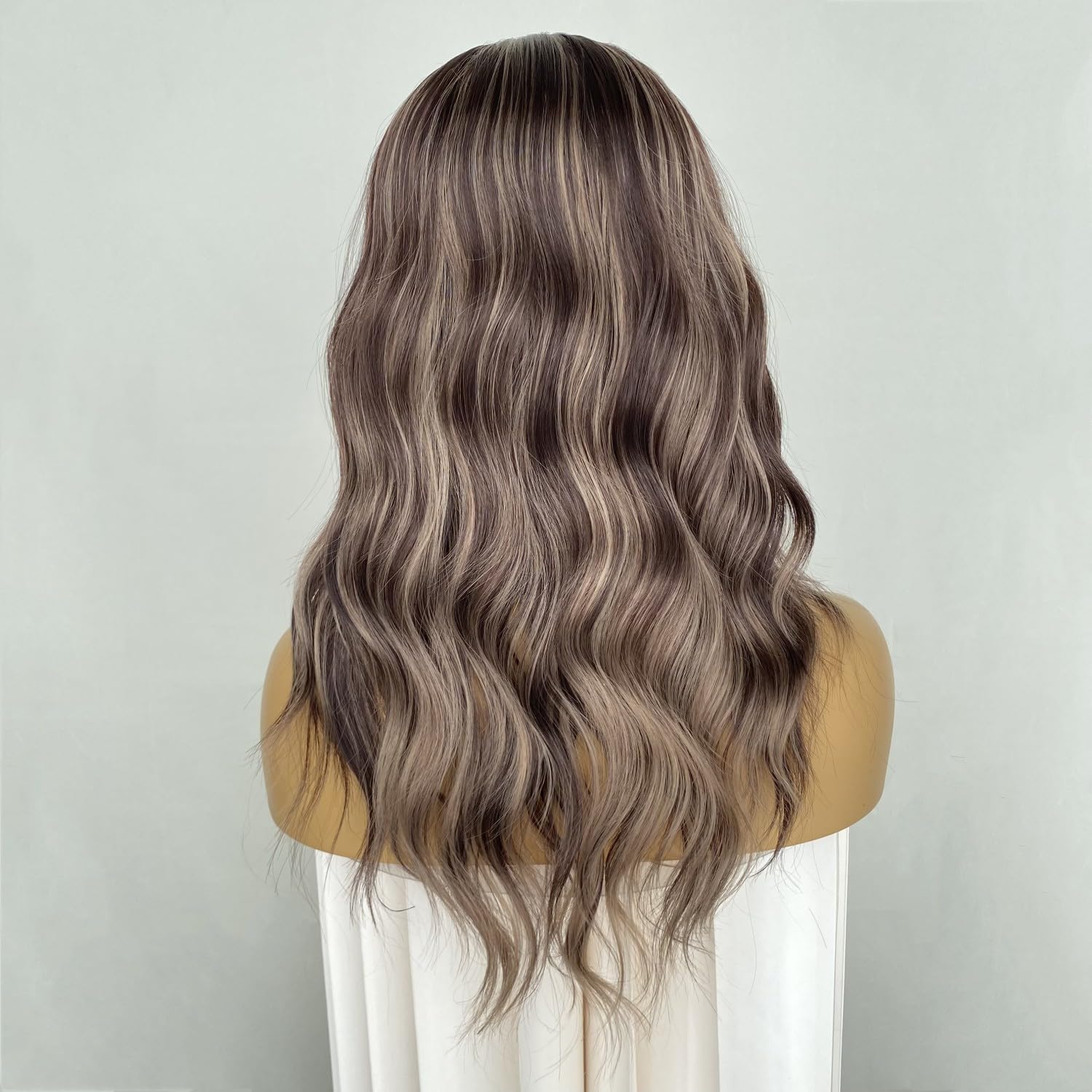 Auburn Brown Wigs Highlight Ash Blonde 13x4 Lace Front Wig Body Wave 4/27 Piano Color 18Inch Synthetic Fiber Pre Plucked Hairline for Women