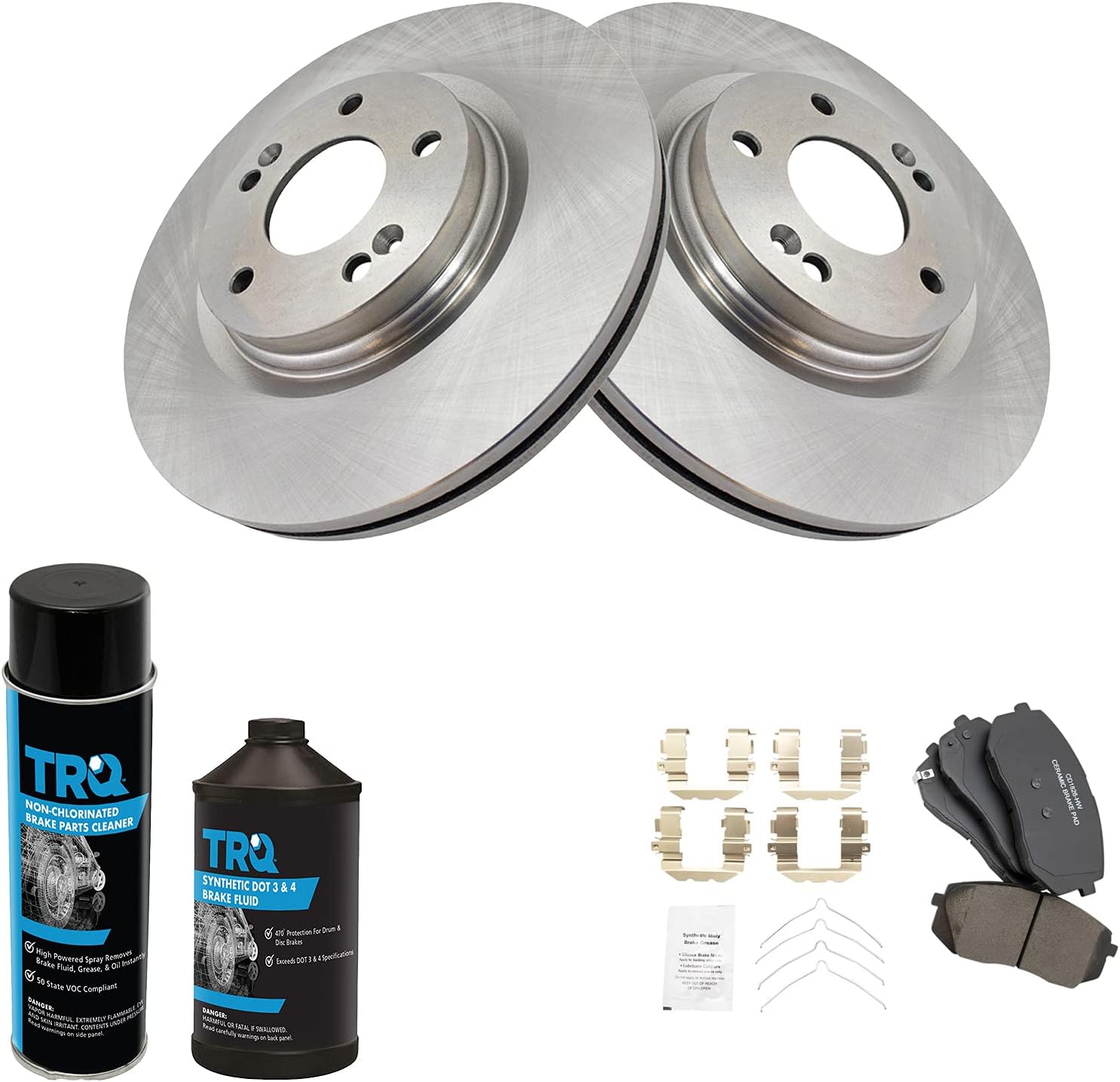 TRQ Front Brake Pad & Rotor Kit Brake Chemical Kit Brake Pads Brake Rotor Ceramic Compatible with 2019-2021 Hyundai Kona Electric 2015-2019 Sonata 2016-2019 Kia Optima